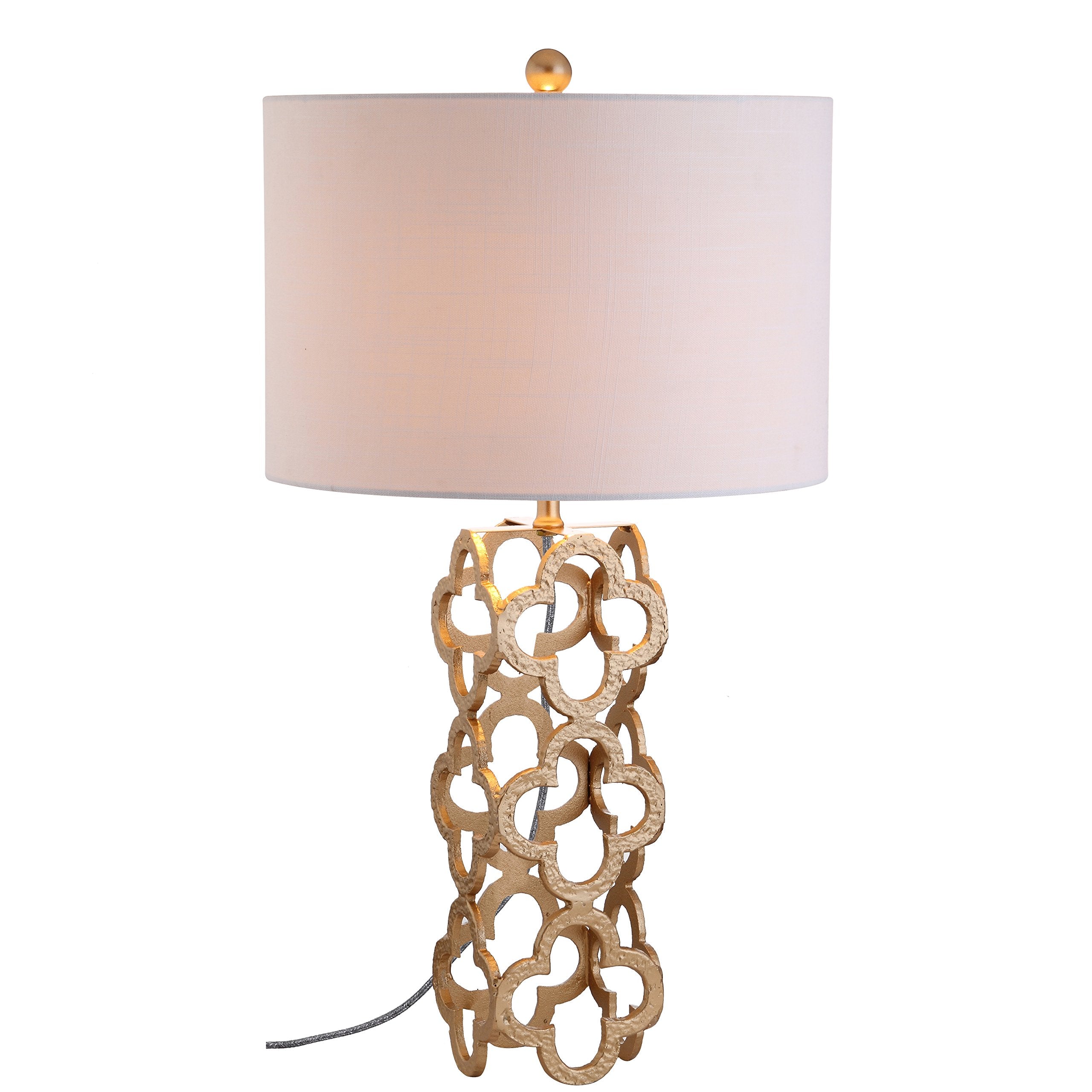 Jonathan Y Jyl1090A Oliver 26.5" Metal Quatrefoil Led Table Lamp Contemporary Glam Bedside Desk Nightstand Lamp For Bedroom Living Room Office College Bookcase Led Bulb Included, Gold