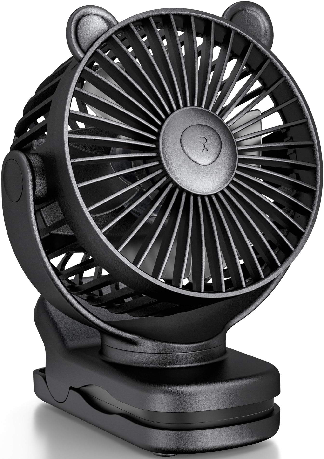 Kidee Portable Clip On Fan, Small Desk Fan Battery Operated, 360° Rotation, Cute Design, 3 Speed