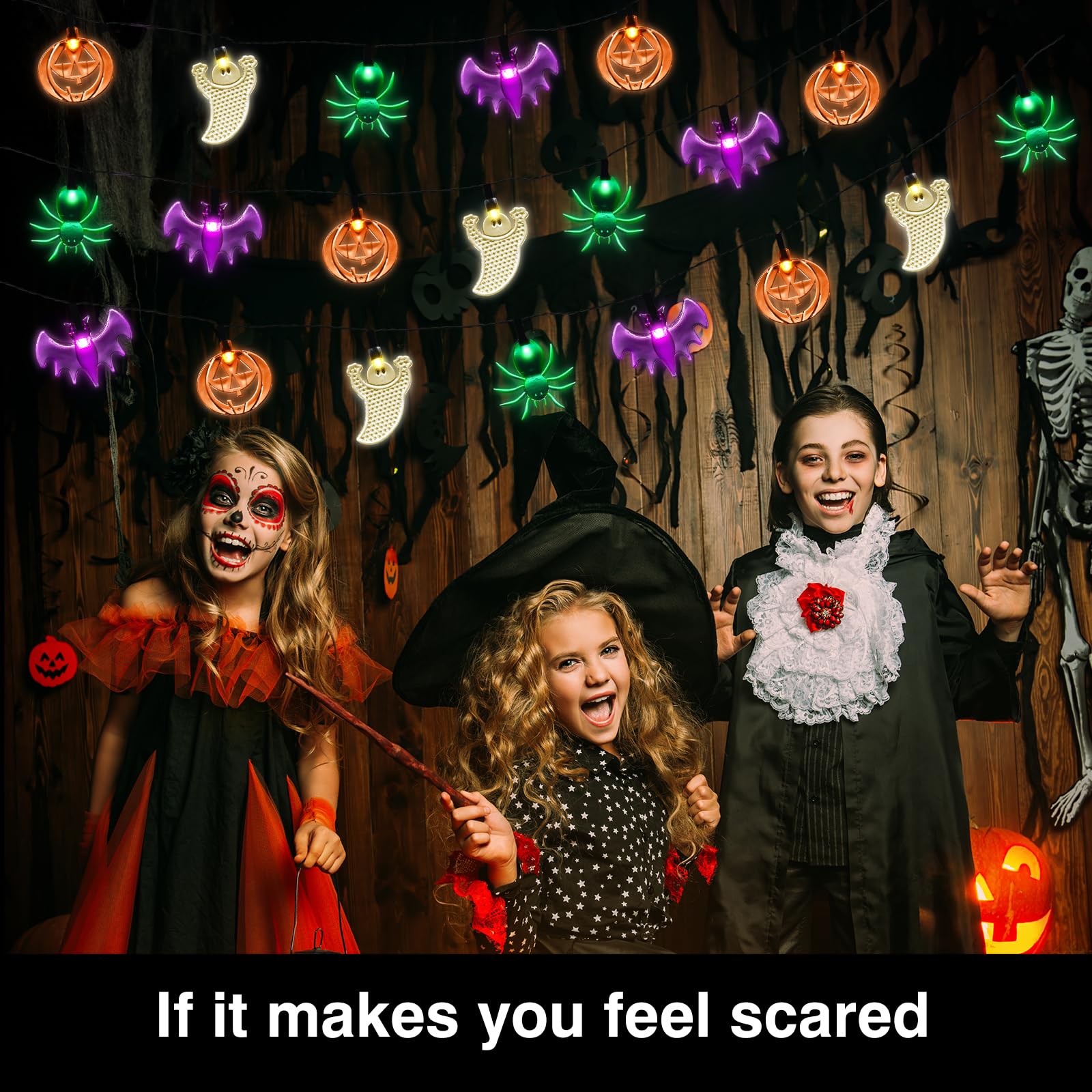 Betrihyes Solar Halloween String Lights Outdoor,Halloween Decorations Spooky Lights With 26Ft 40Led Pumpkin Bat Ghost Spider Magic Outside Decorations,Solar Halloween Lights For Home Party Yard Decor