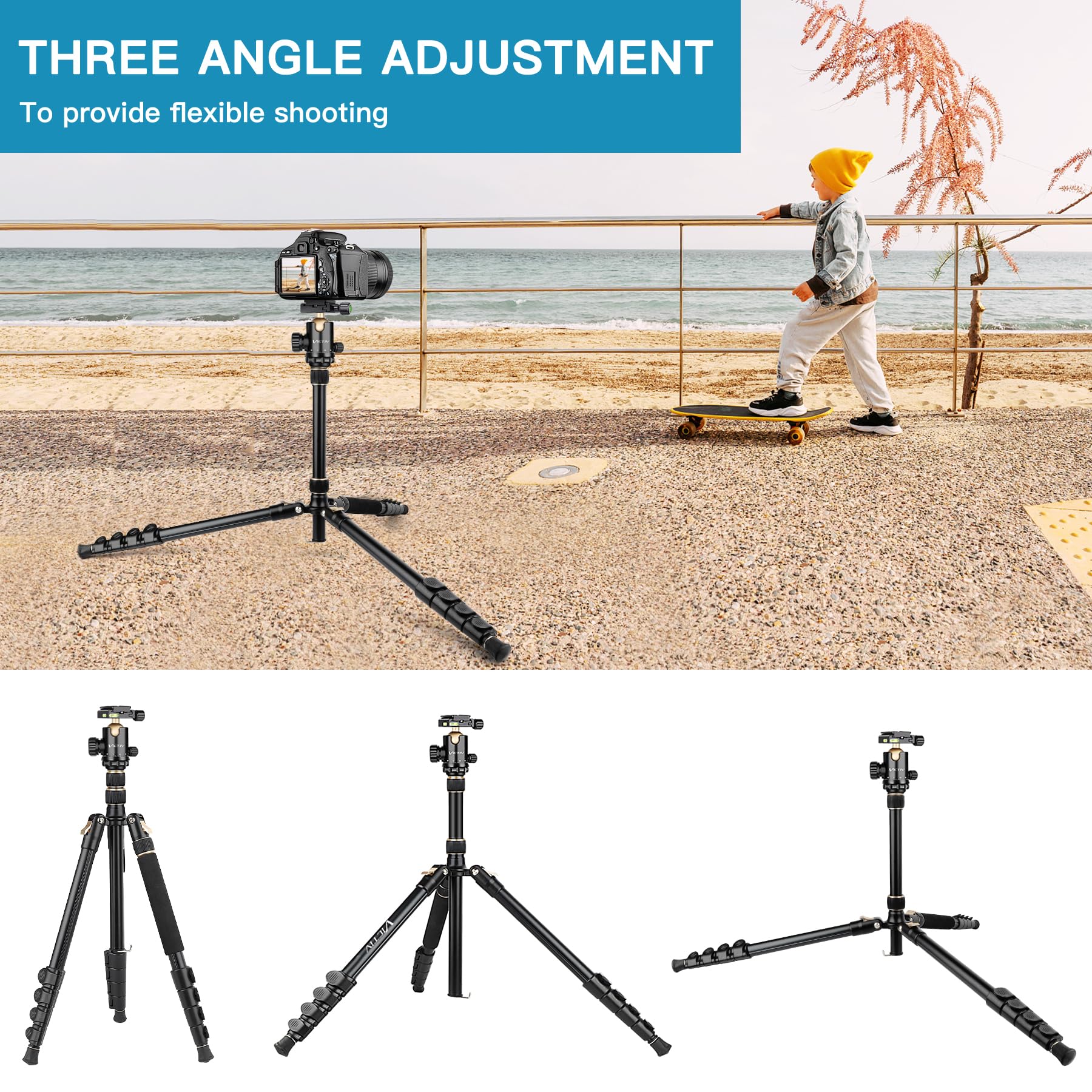 Victiv Professional Dslr Tripod For Photography - Tall, Lightweight & Heavy Duty - Spotting Scopes, Telescope & Binoculars - Compact Complete Tripod Unit