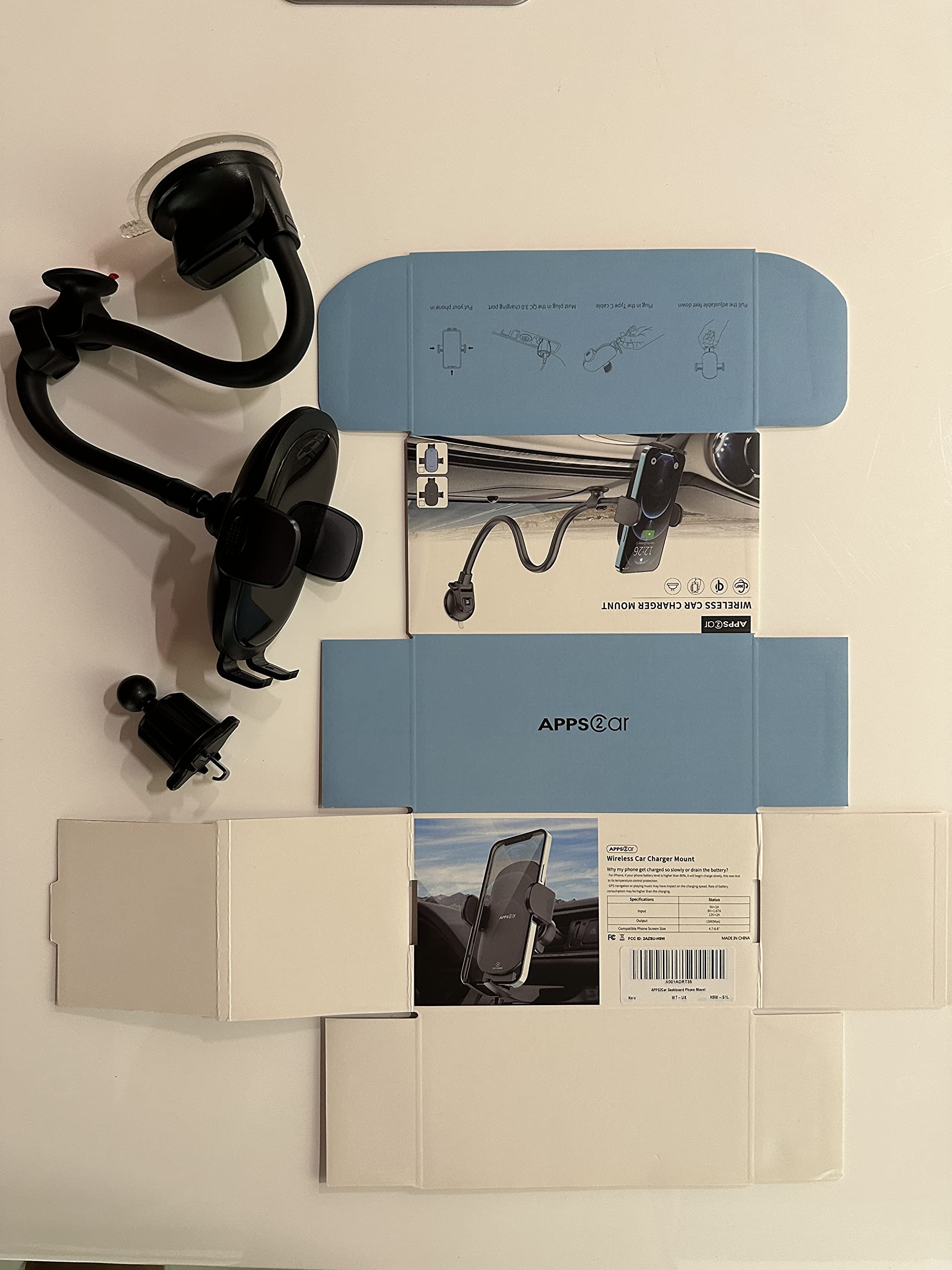 Apps2Car Wireless Car Charger 15W Fast Charging Car Phone Holder Charger Wireless Car Charger Mount For Dashboard Windshield Air Vent Compatible With Iphone 15 Pro Max Plus 14 13 12 Samsung Lg & More