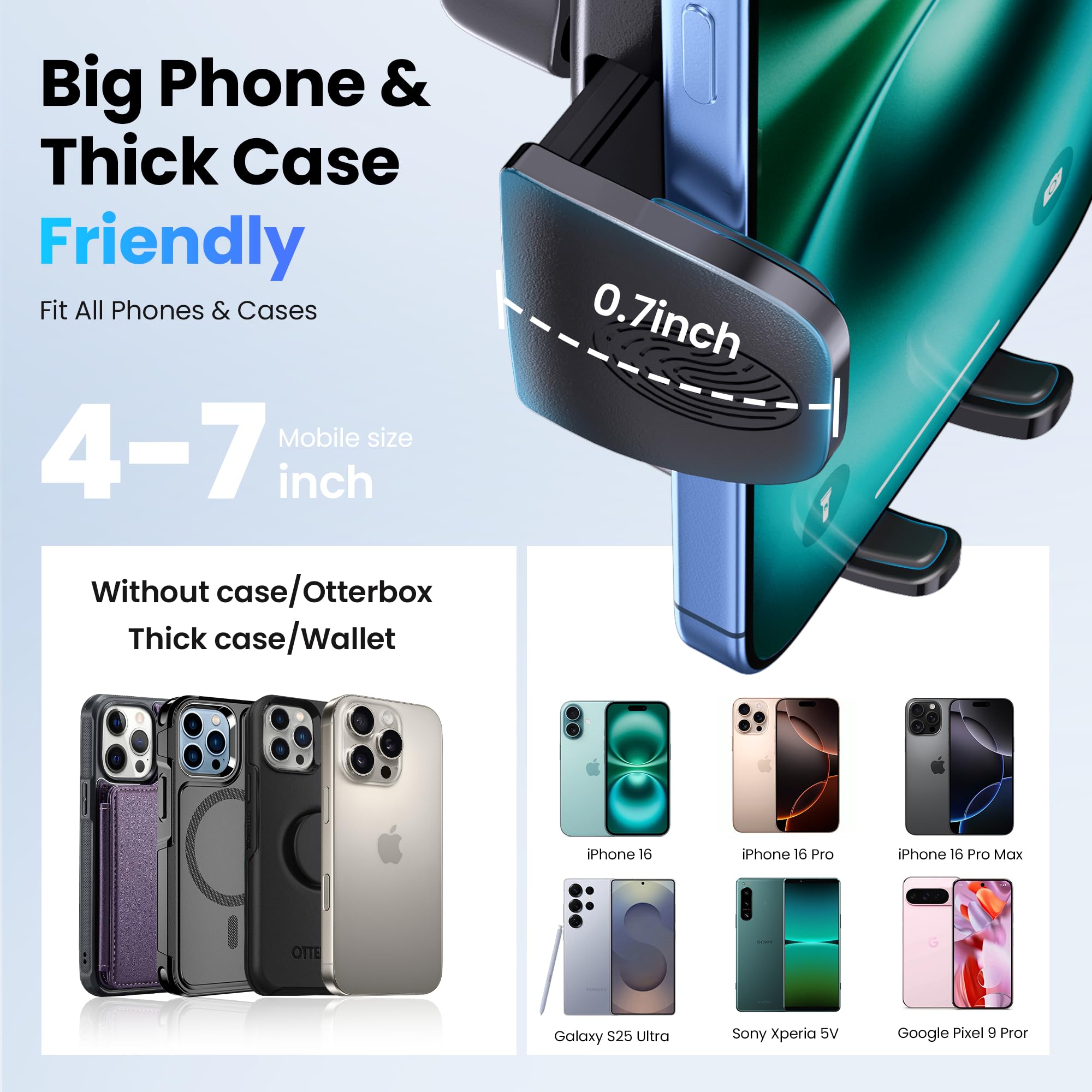 Tuorl Car Phone Holder, Universal Phone Mount For Car Dashboard&Windshield&Air Vent,Super Suction Dash Cellphone Car Mount Stand For Iphone 16/15/14/13/12/11 Pro Max, Samsung & Android Smartphones