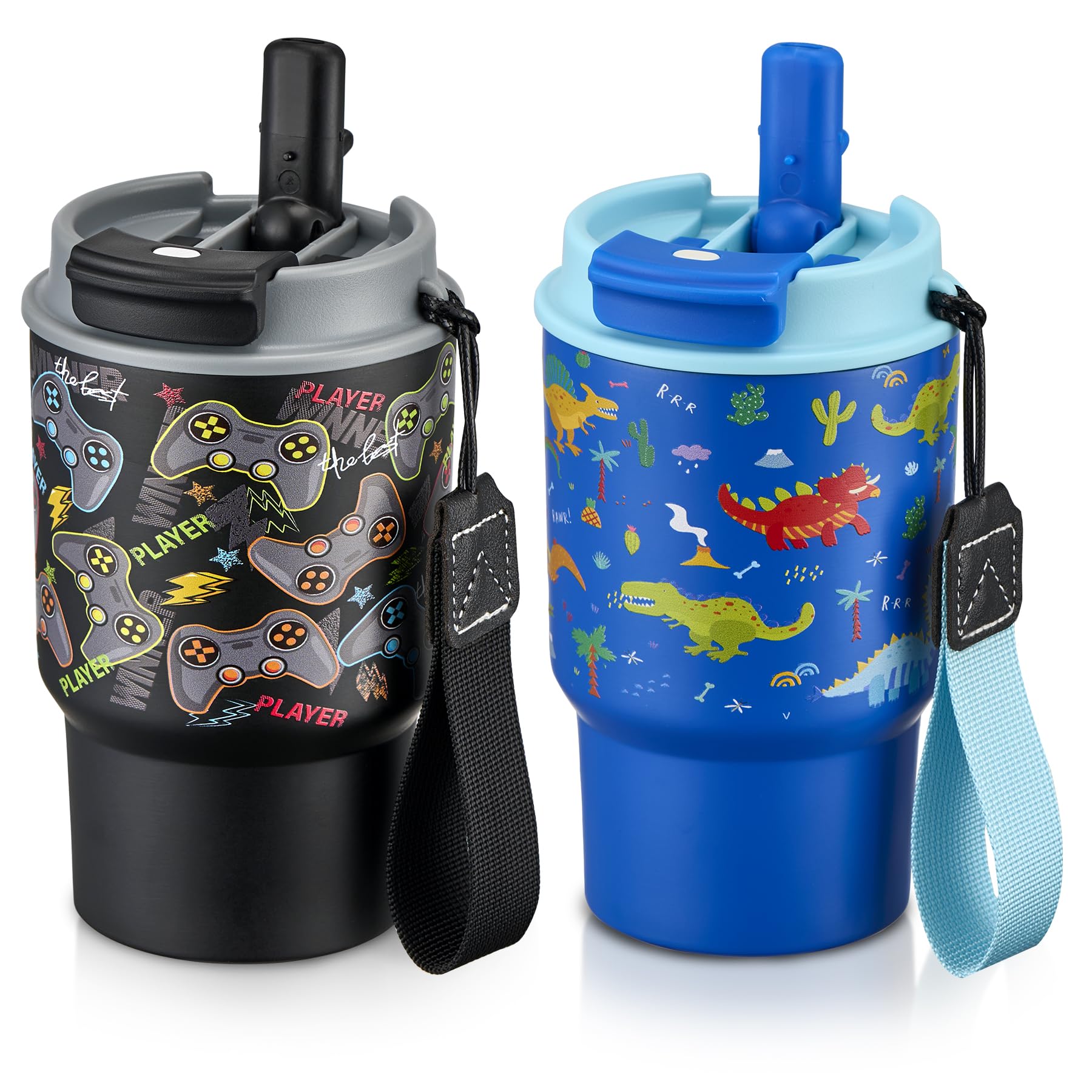 13.5Oz Kids Insulated Tumbler With Lid And Straw,- Stainless Steel Kids Water Bottle