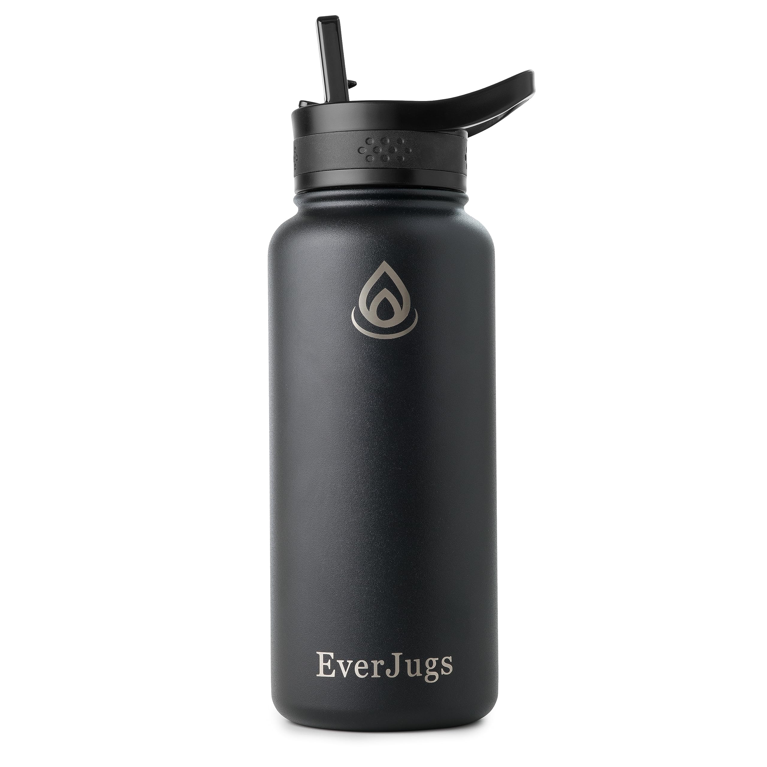 Water Bottle - 32 Oz, Wide Mouth, Premium Stainless Steel Bottle With Straw Lid, Double Walled