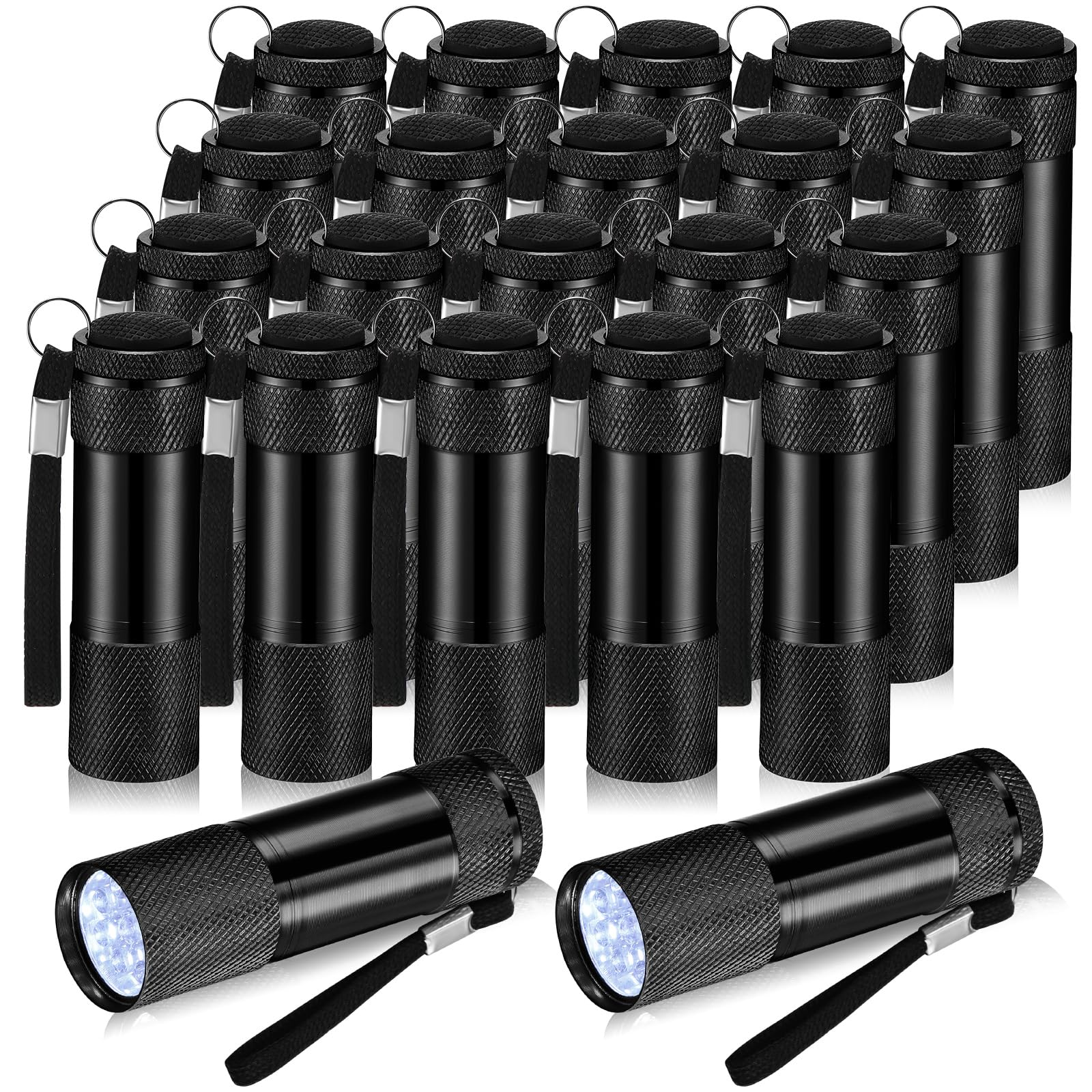 Vihose 20 Pcs Mini Flashlights Bulk, Bright Aluminum Handheld Flash Light With Lanyard Small Led Flashlights For Night Reading Emergency Hurricane Camping Hiking, Batteries Not Included(Black)