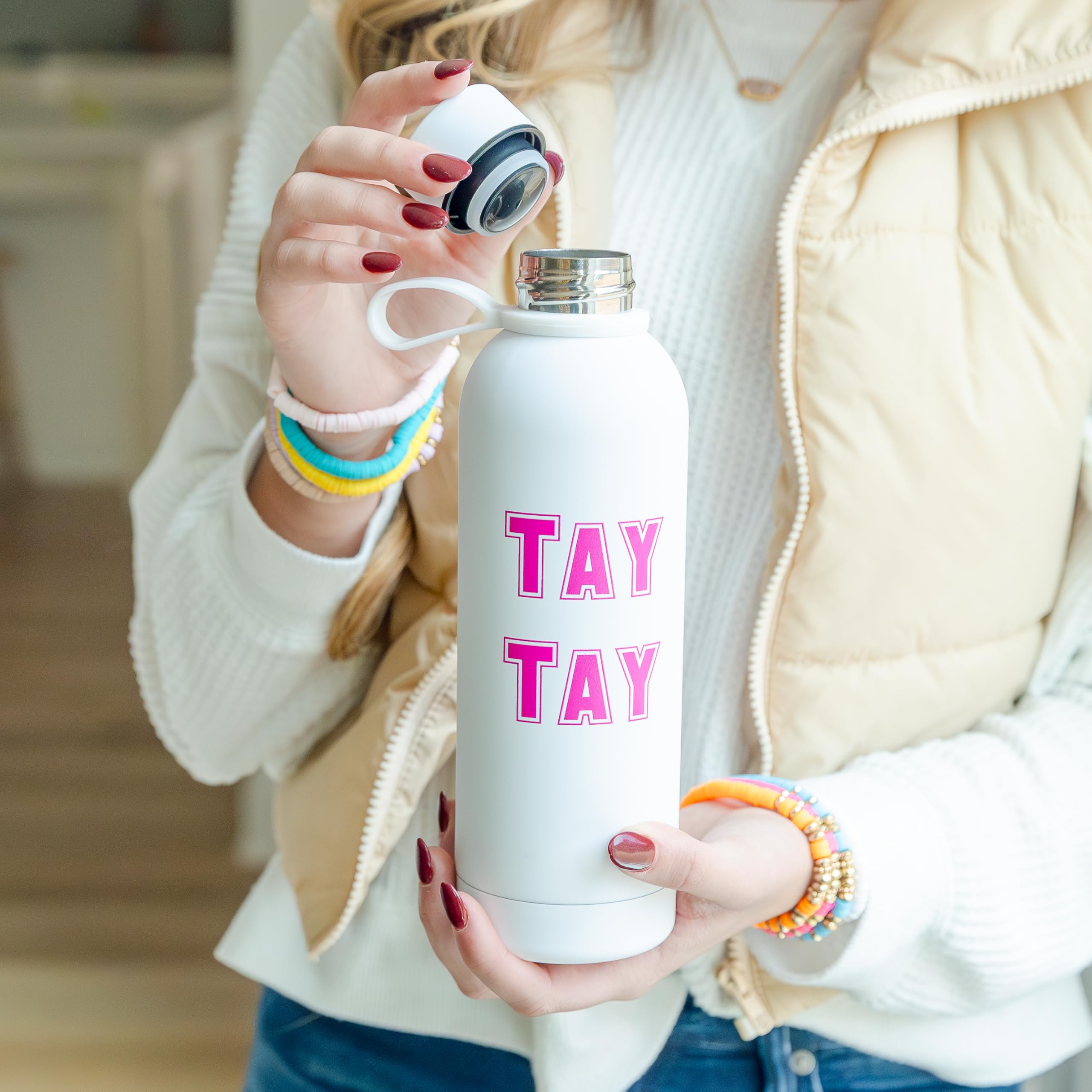Tay Tay 500Ml Insulanted Stainless Steel Water Bottle (Snow Drift White)
