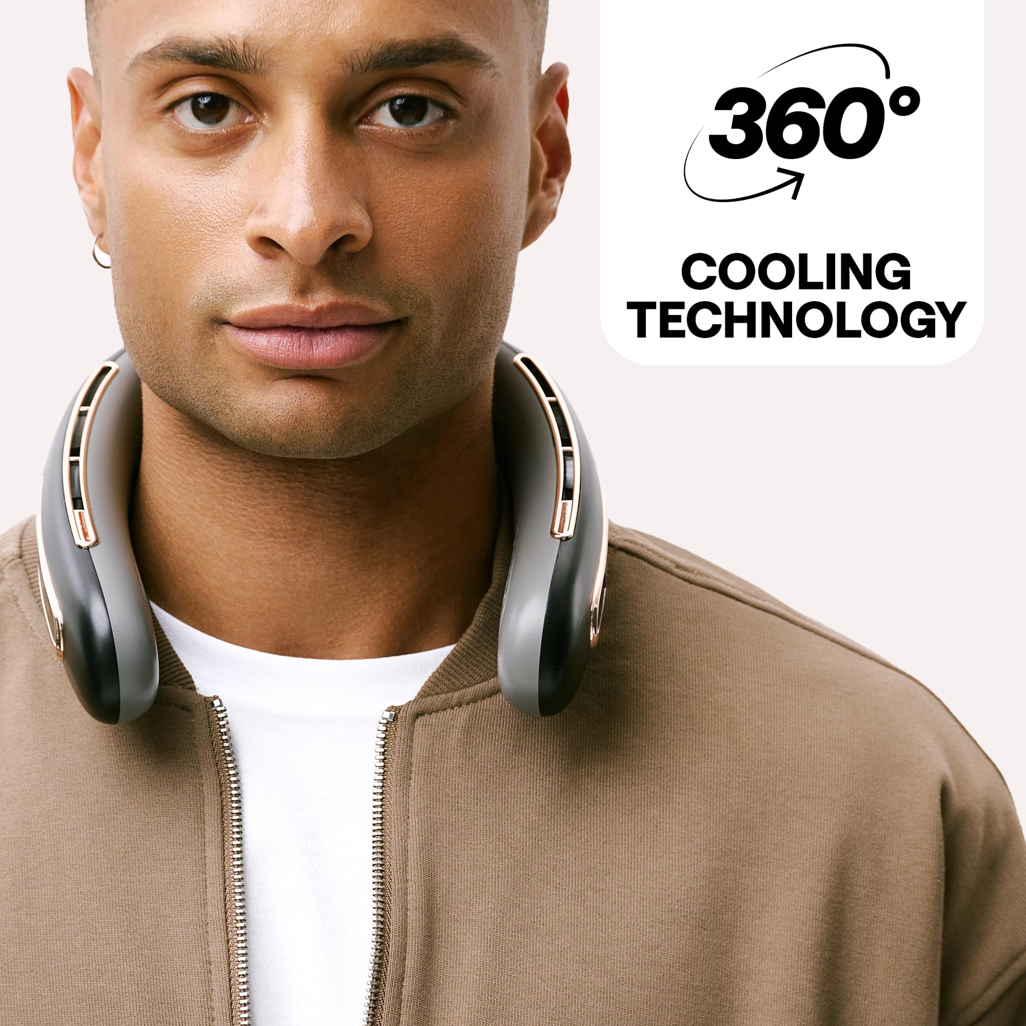 Rechargeable Neck Fan – Portable With 5 Speed Modes – Extended Package With Cooling Mask For Eyes