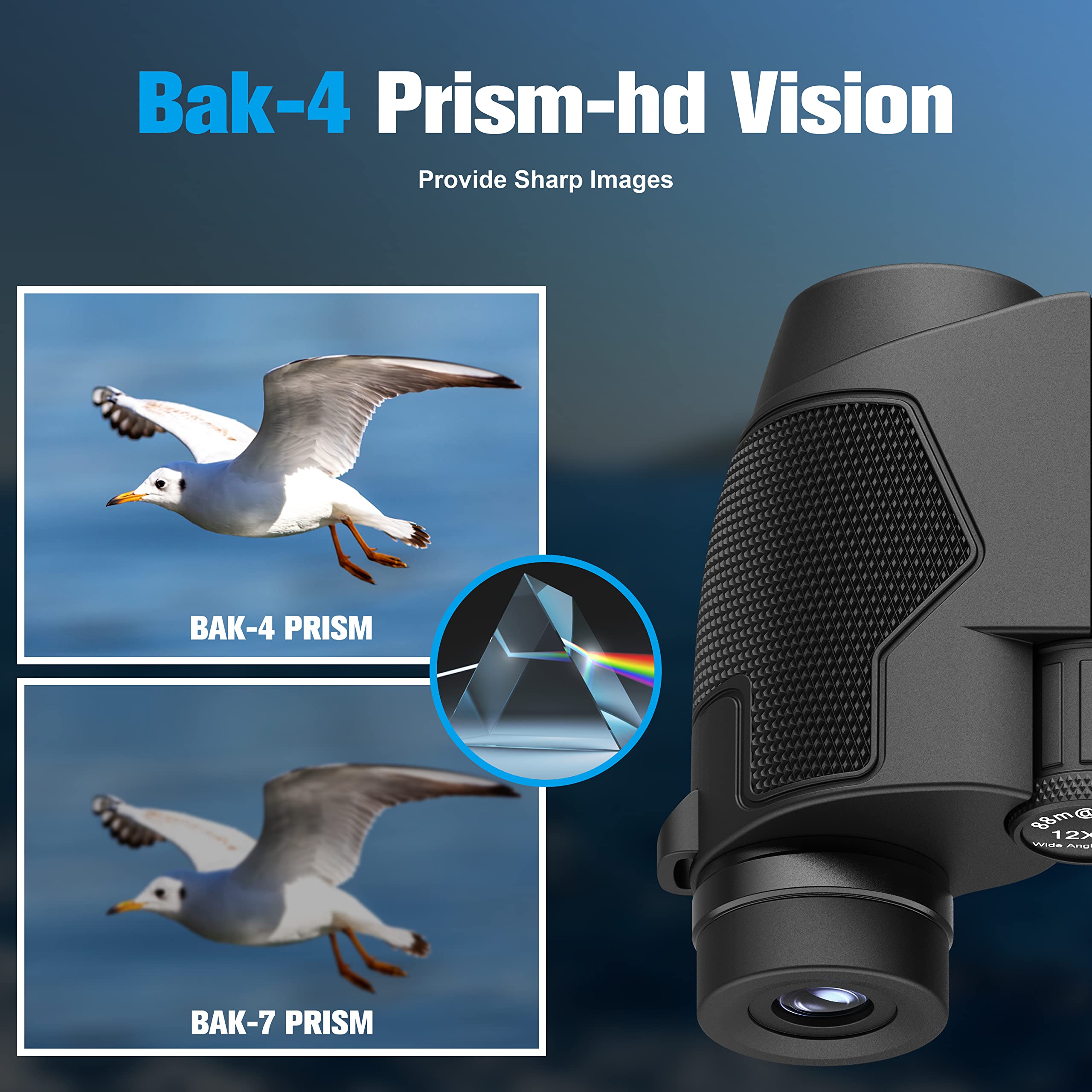 Retulgie Binoculars 12X50 For Adults And Kids Night Vision Binoculars Compact Binocular Large Eyepiece Waterproof Binocular Wide Field Of View For Bird Watching,Hiking,Hunting,Concert With Carrying Bag