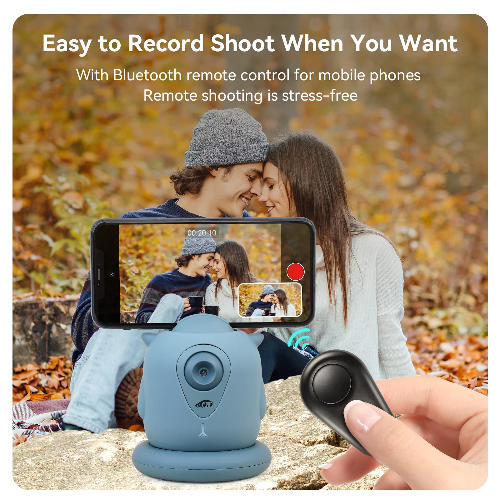 Aicoco Auto Tracking Phone Holder, Auto Face Tracking Tripod, 360° Rotation Phone Camera Mount, Ai-Powered Face Tracking, Bluetooth Shutter Control, No App For Live Streaming Video And Video Recording