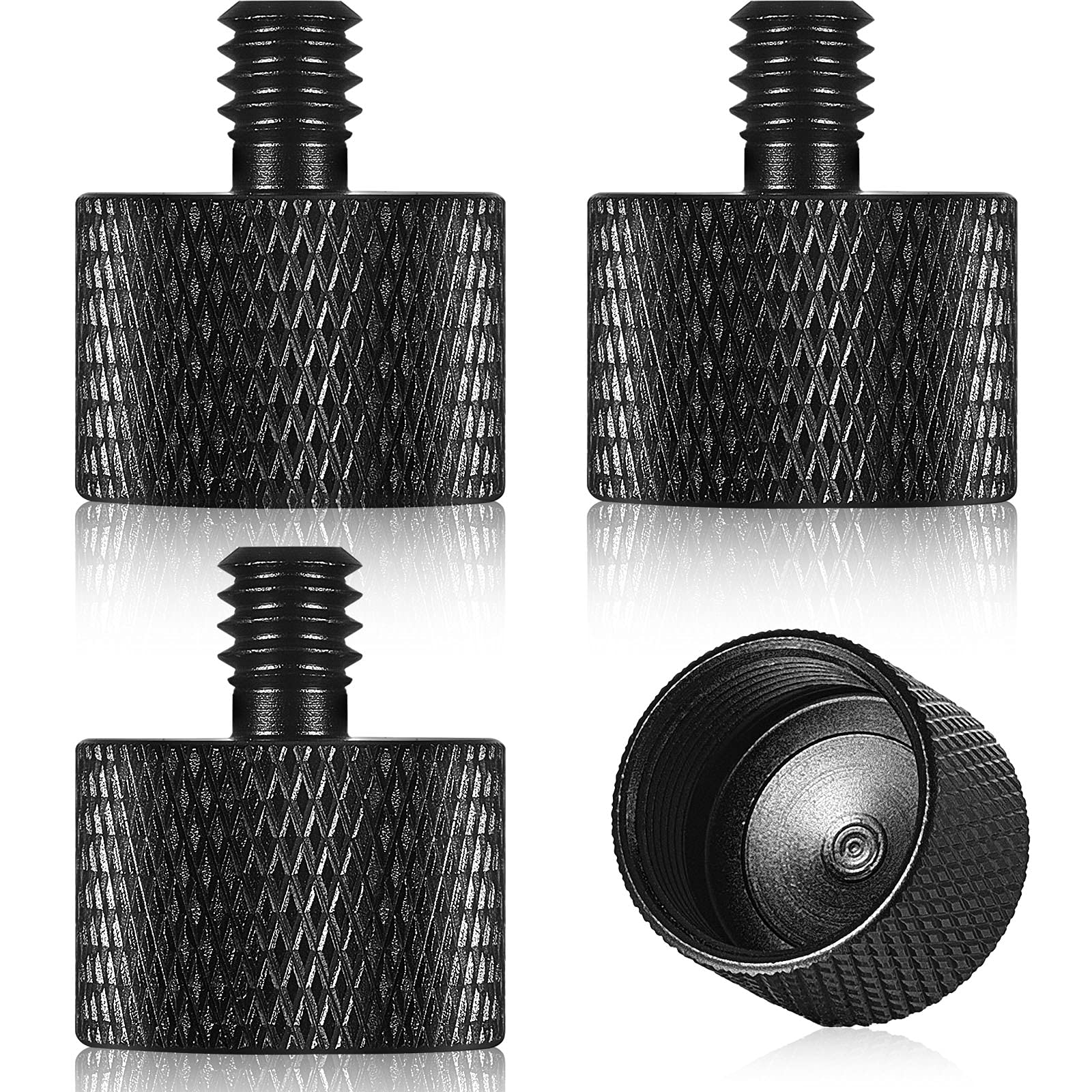 Frienda 4 Pieces Mic Stand Adapter 5/8 Female To 1/4 Male For Camera Mount Tripod Thread Conversion Connector Screw Adapter For Microphone Stand Mount(Black)