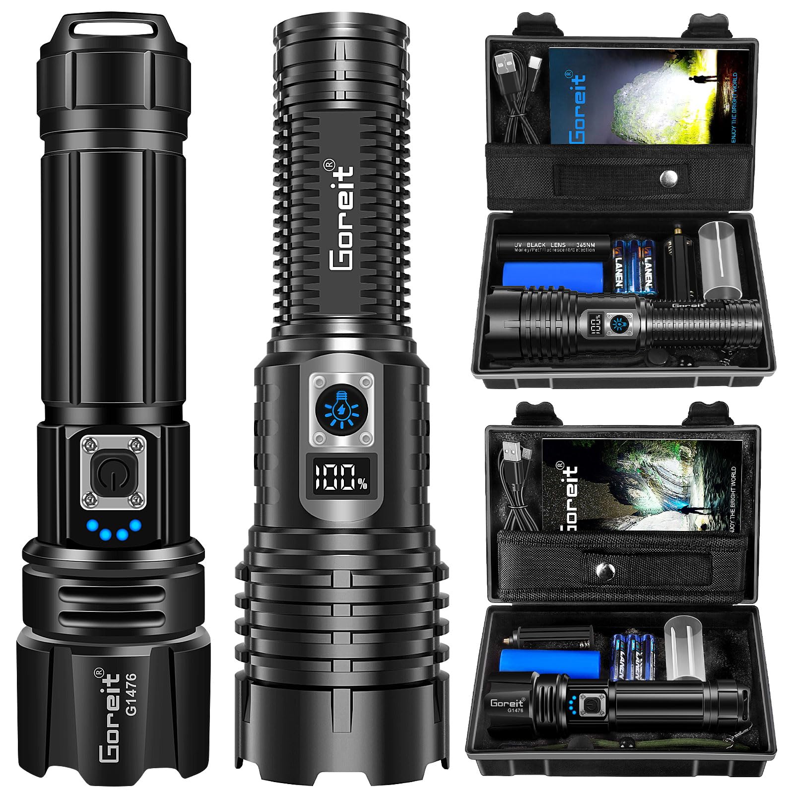 Goreit G1476 + G1695 Flashlights High Lumens Rechargeable