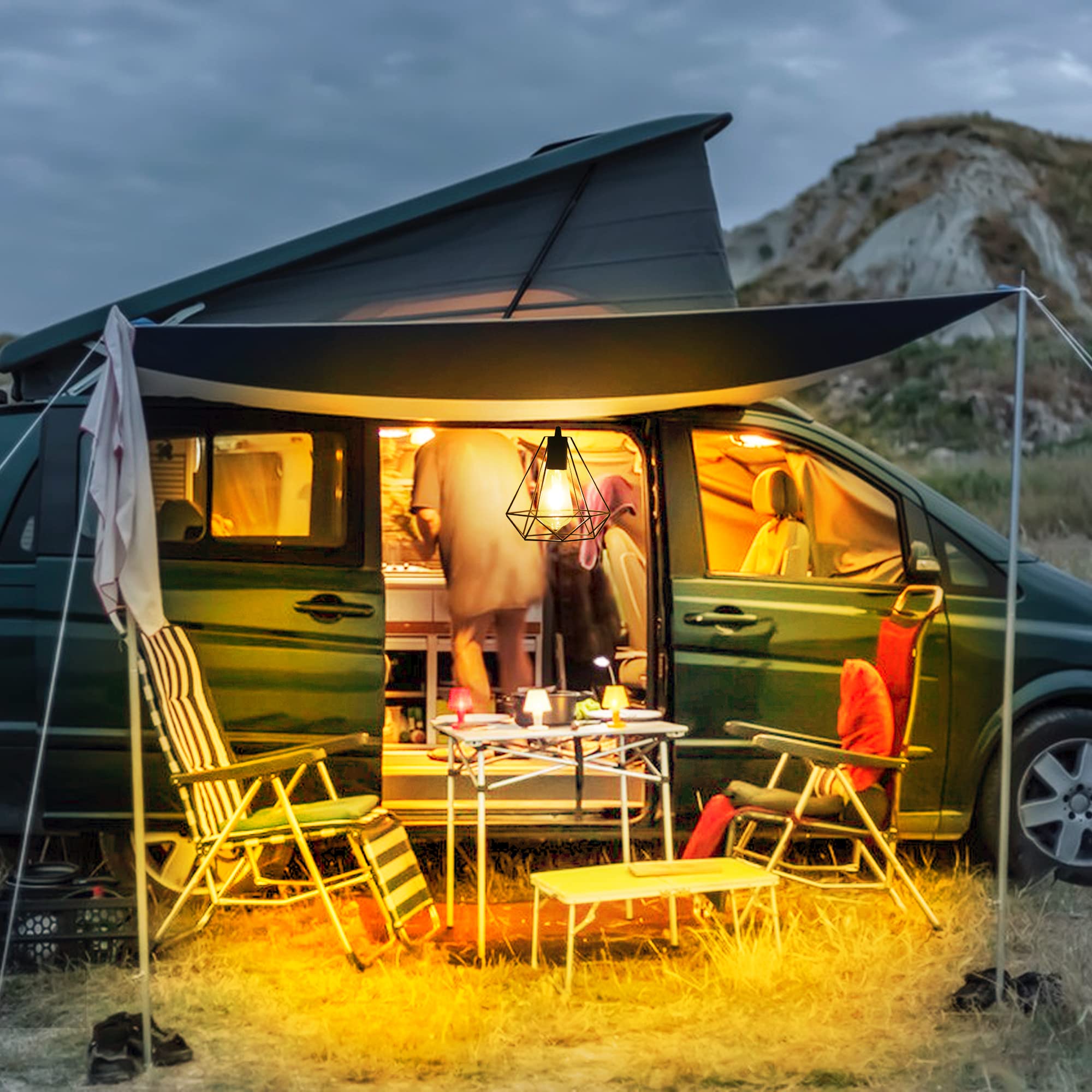 Yumamei Solar Pendant Lights, Solar Powered Shed Light With Pull Cord And Remote For Outdoor Indoor, Solar Chandelier, Gazebo Lights With Adjustable Solar Panel For Yard Patio Balcony Barn Garage