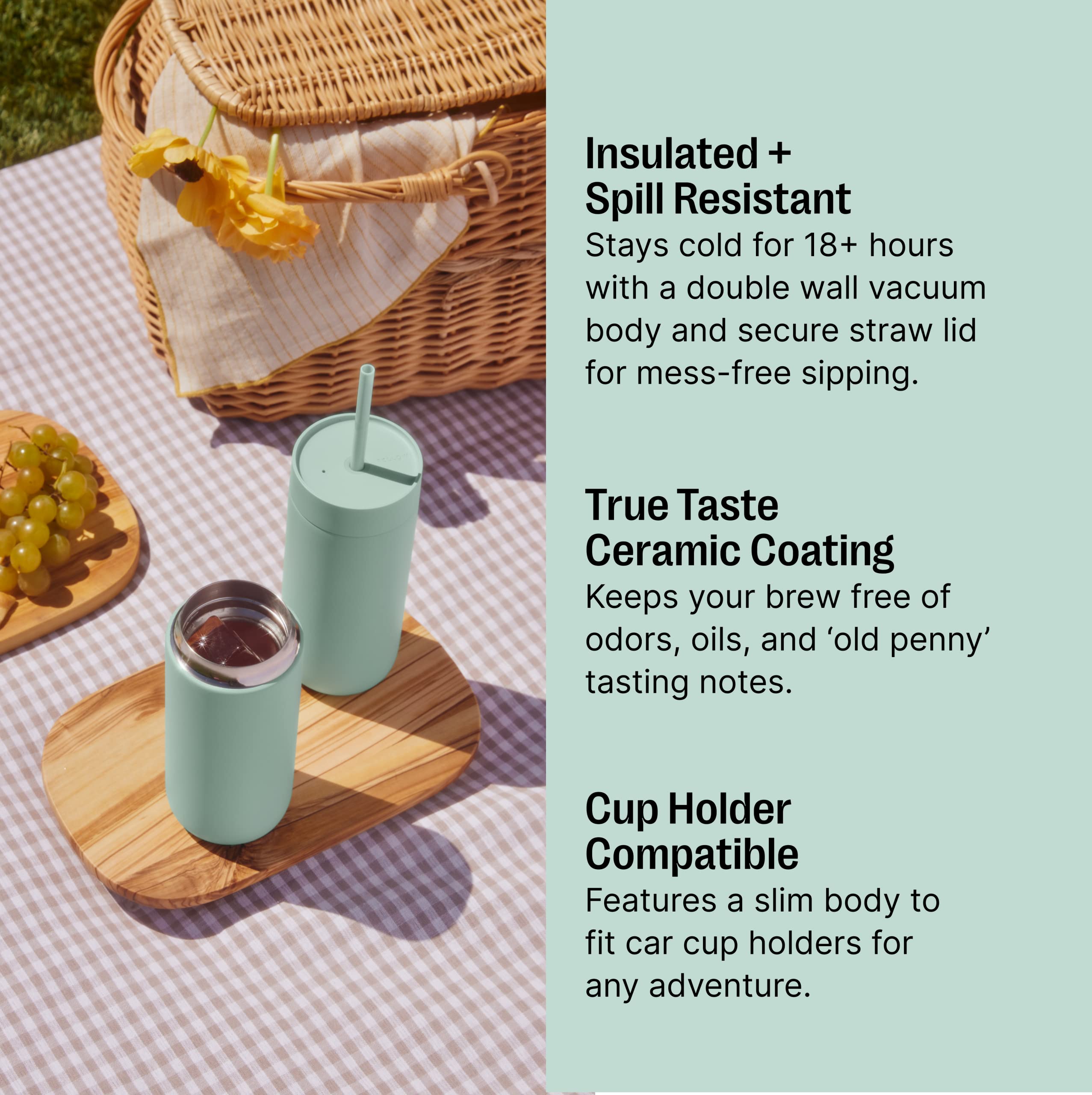 Fellow 20 Oz Carter Cold Water Bottle For Water, Iced Tea, Coffee, Smoothies, Iced Coffee