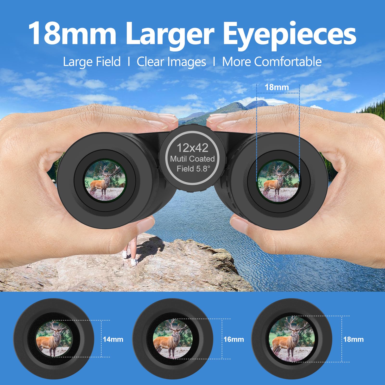 Zzstar 12X42 Binoculars For Adults High Powered, Professional Hd Binoculars With Clear Low Light Vision, Large View, Waterproof, For Bird Watching Hunting Hiking Travel Football Game