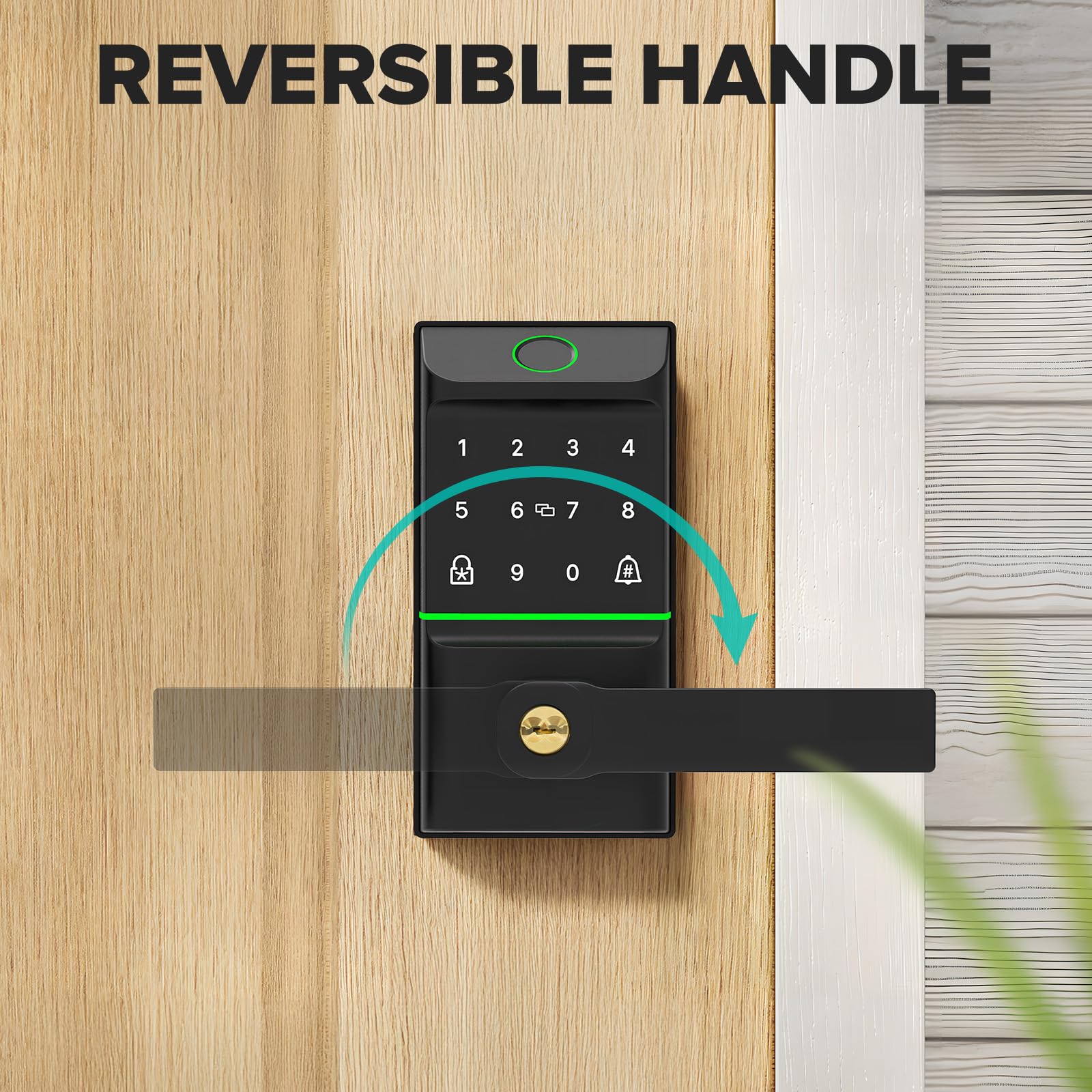 Mutak Keyless Entry Smart Door Lock With Doorbell, 6 In 1 Biometric Electric Digital Deadbolt Fingerprint Touchscreen Keypad App Ic Card With 2 Lever Handles For Front Doors Home Office Apartment