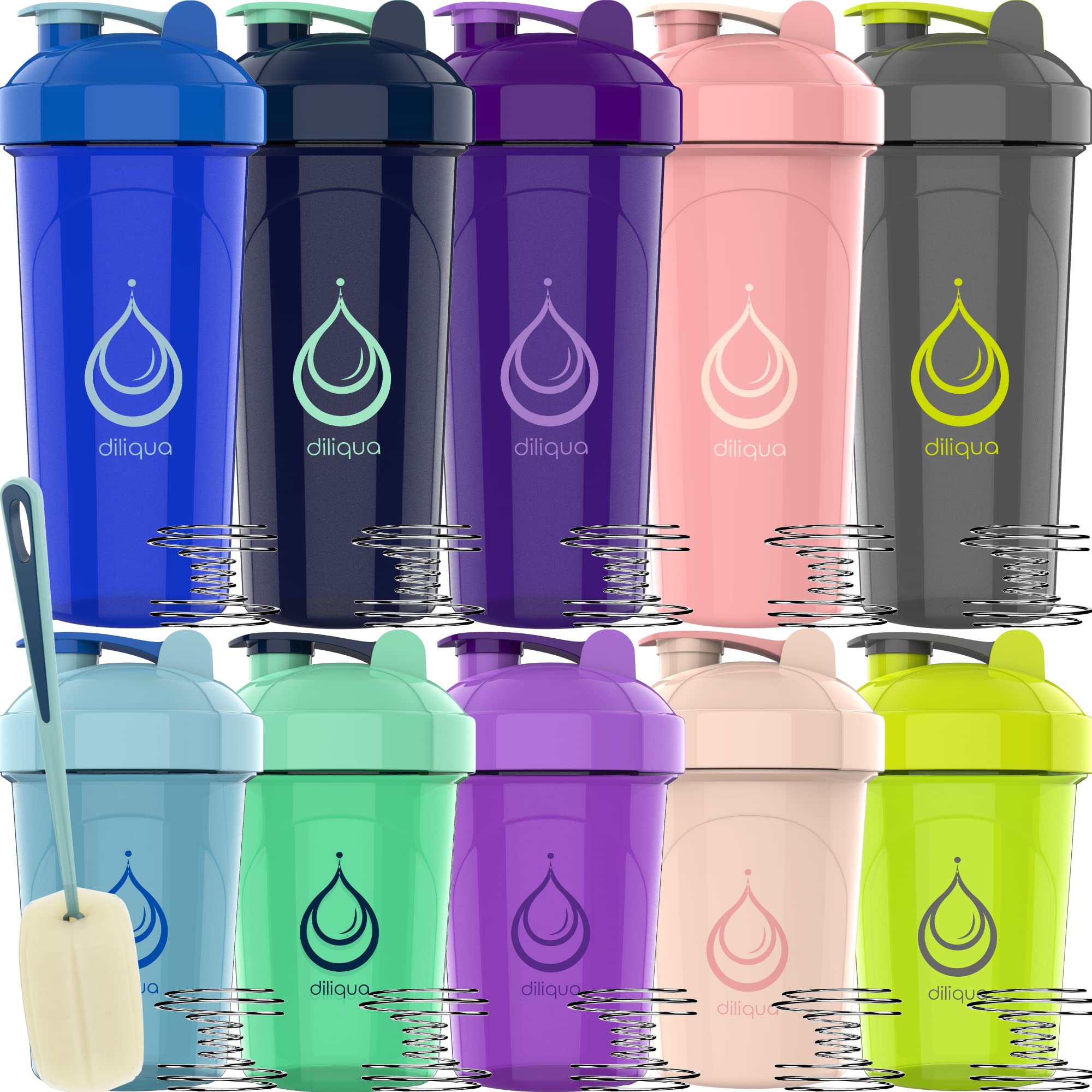 10 Pack, Shaker Bottles For Protein Mixes - & Dishwasher Safe  5 Large 28 Oz & 5 Small