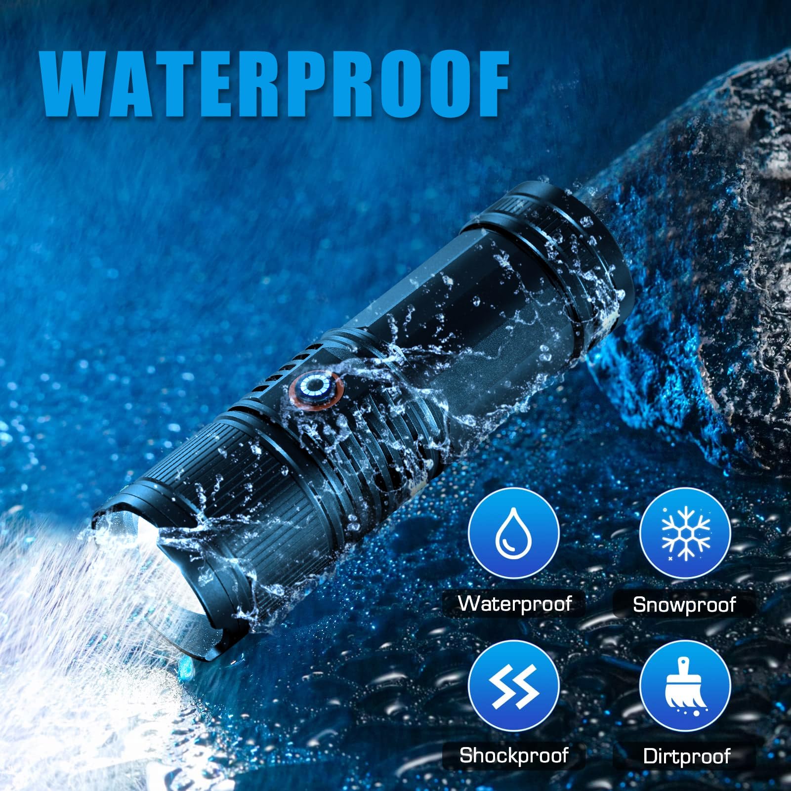 Camel Crown Rechargeable Flashlights High Lumens 90000 Lumen Led Flashlights With 5 Modes Ipx7 Waterproof Zoomable Utility High Powered Flash Light For Home Outdoor