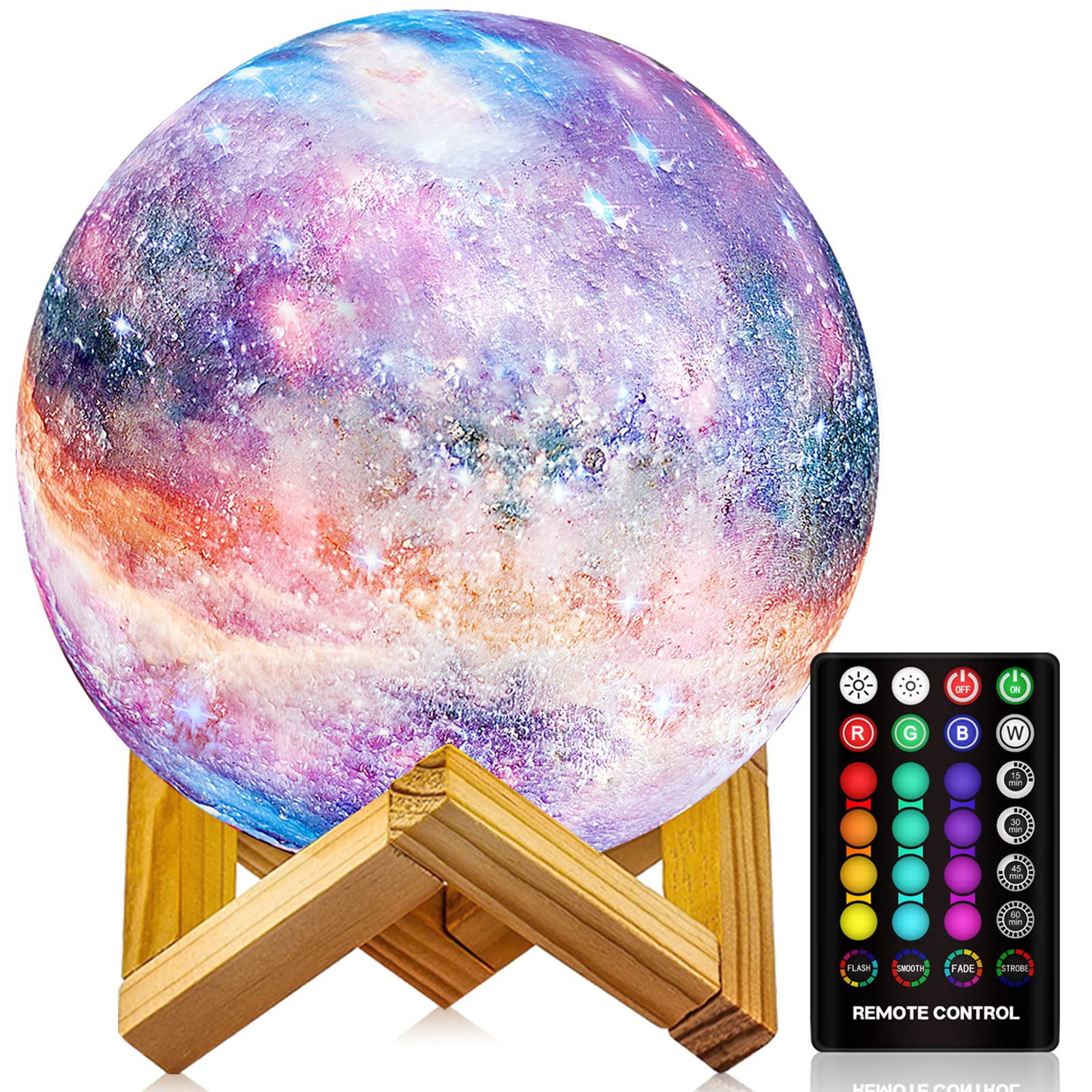 Logrotate Moon Lamp, Night Light, 16 Colors Galaxy Lamp 3D Printing Moon Light With Stand/Remote Control/Touch/Usb Rechargeable/Timer, Moon Night Light For Kids Friend, Home Decor Mothers Day  (4.8 Inch)