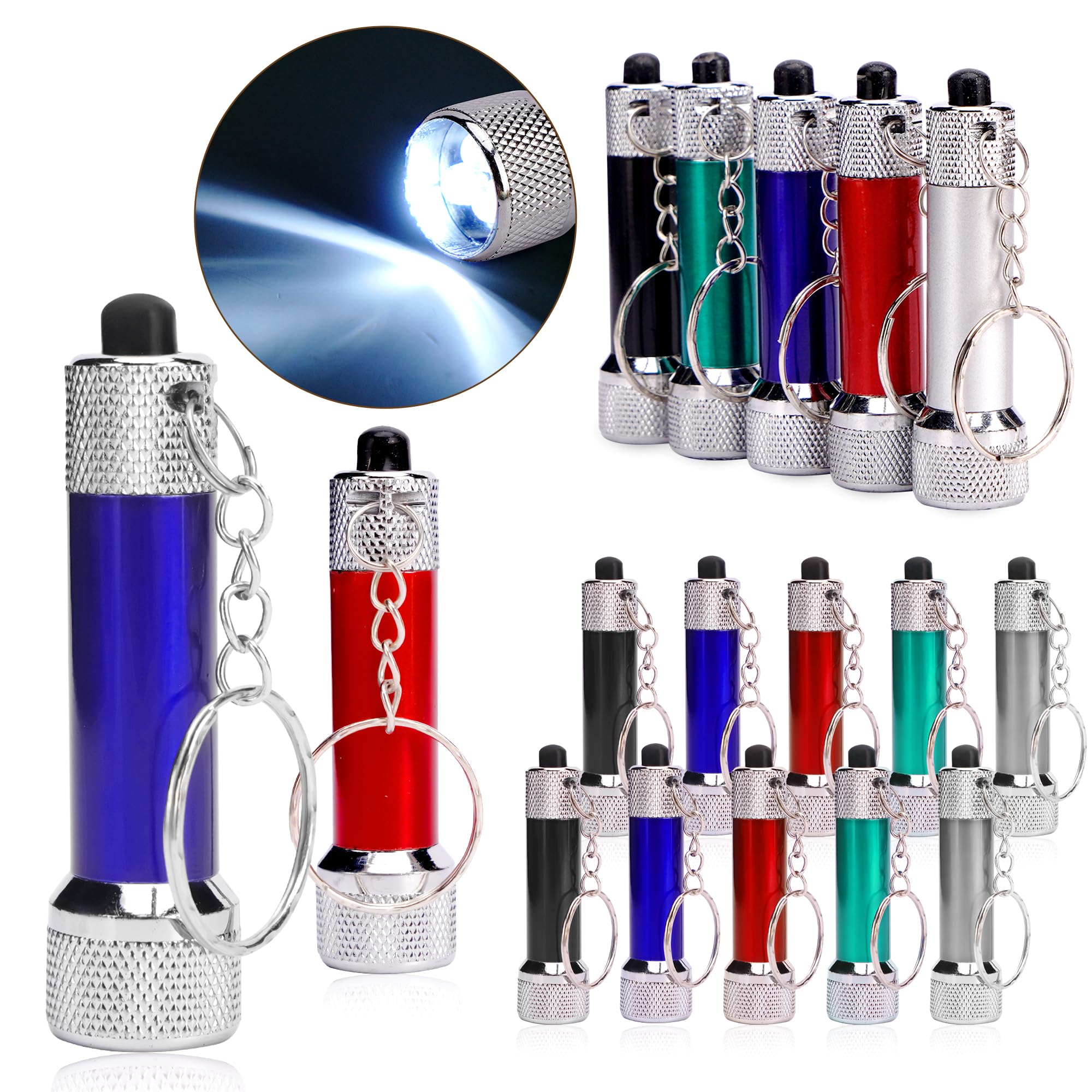 Proloso Mini Led Flashlight Keychains Torch Key Rings Bulk Party Favors For Kids 20 Pack