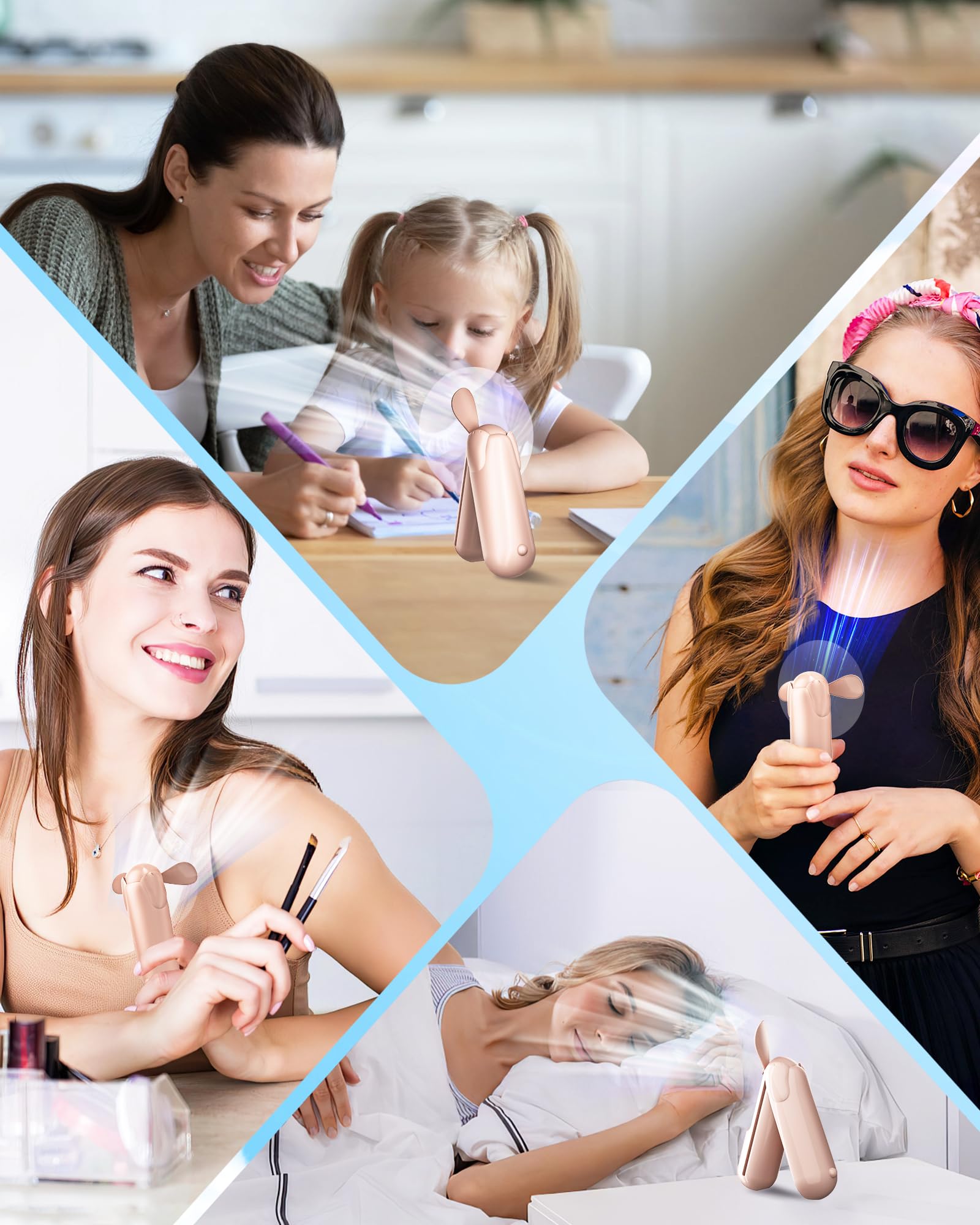 Portable Mini Handheld Fan For Women & Girls,1800Mah Usb Rechargeable, Ultra Quiet, 12H Runtime