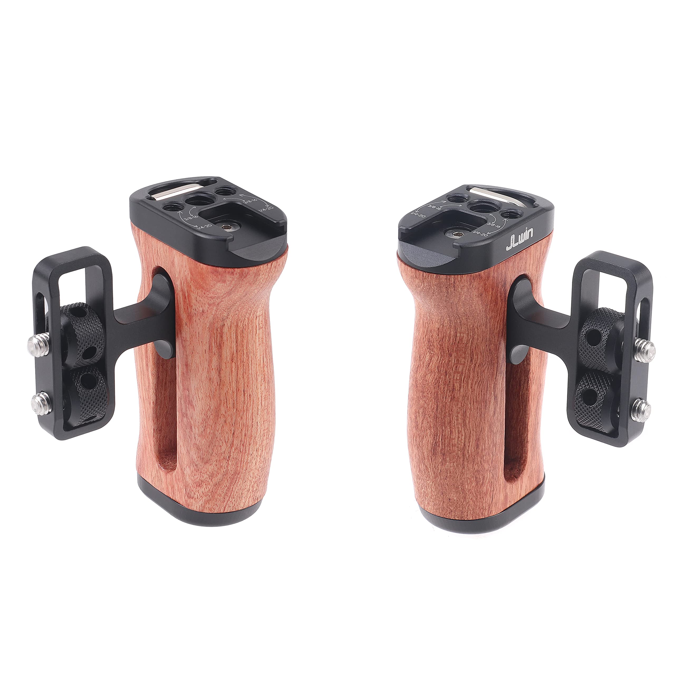 Fotga 2X Wooden Side Hand Grip Handle Stabilizer With 1/4"-20 Screw, Cold Shoe For Dslr Mirrorless Video Camera Cage