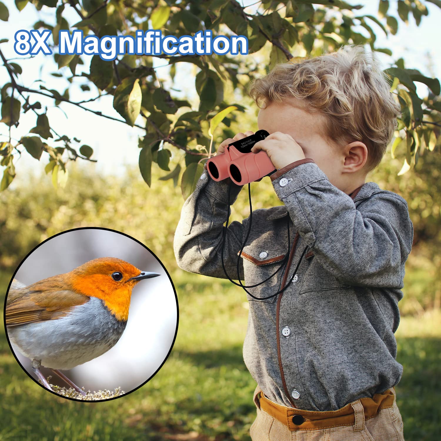 Boosigant Pink Binoculars For Kids Ages 4-12, Durable & Lightweight Outdoor Telescope For Girls, Educational Stem Toy With Clear Vision, Adjustable Focus, Carry Bag (Perfect For Bird Watching, Camping, Travel)