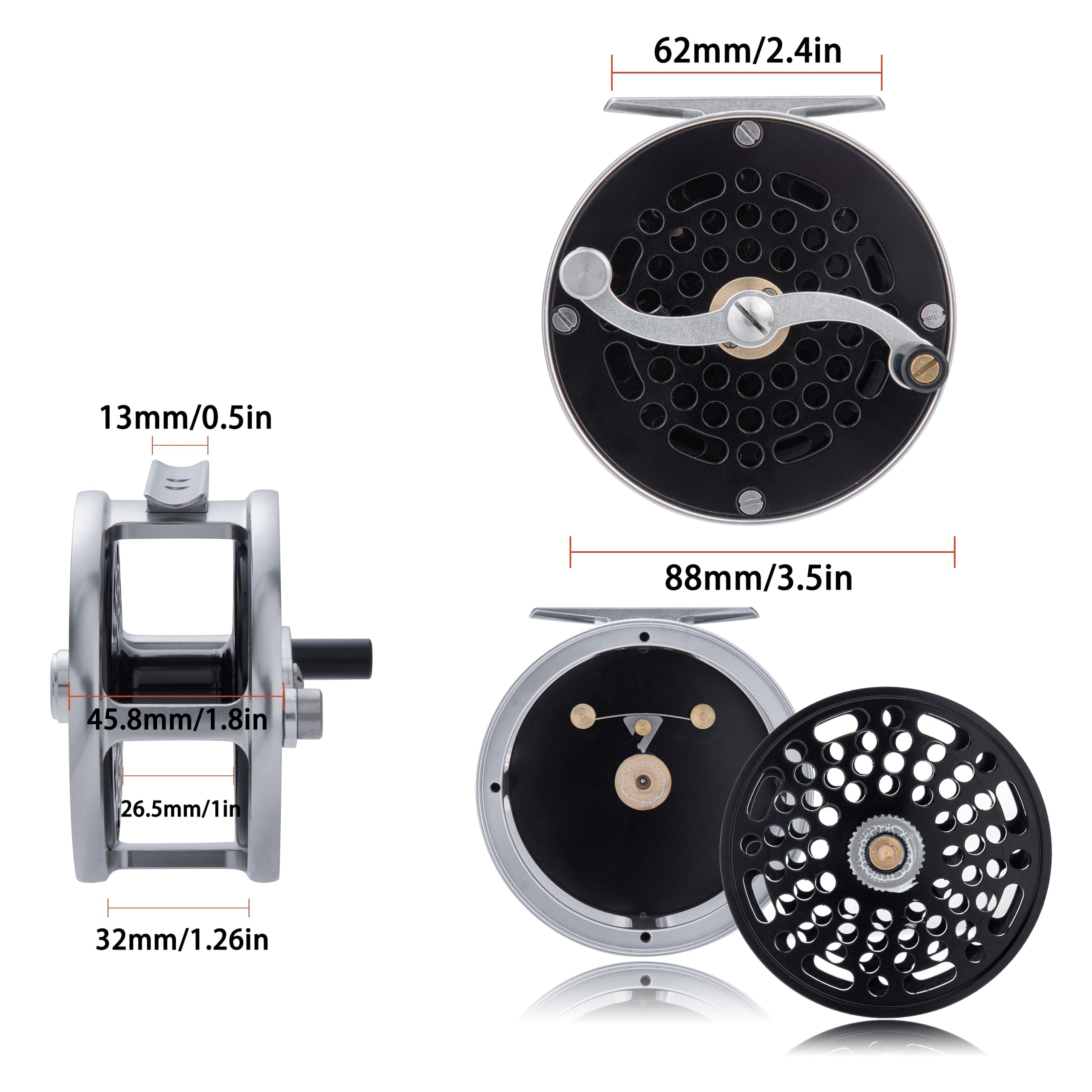 Bigchub Fly Fishing Reel, 7/8/9 Weight, 88Mm Diameter, Click And Pawl, Cnc Machined Aluminum, Vintage Classic Designed, Ambidextrous, Freshwater Saltwater Fly Fishing