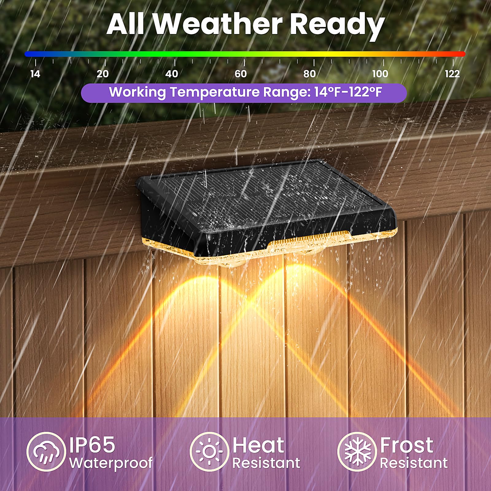 Apilab Solar Fence Lights Outdoor 16 Pack - 8 Modes (Rgb Cycle/Fixed), Solar Powered Ip65 Waterproof, Auto Dusk To Dawn Fence Light, Solar Lights Decor For Deck, Step, Wall, Patio, Pathway, Stairs