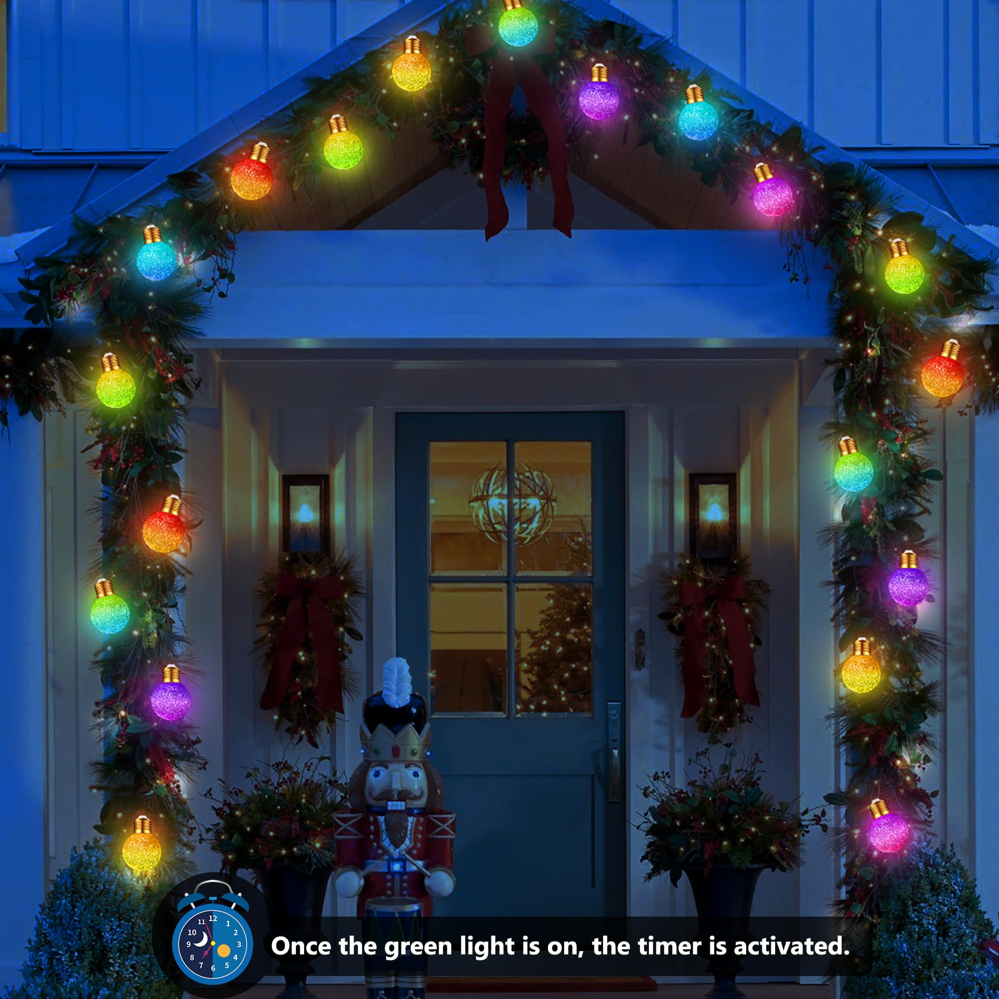 Toodour Christmas String Lights, 26Ft 16 Led Color Changing Globe String Lights, Vintage Rope Hemp Xmas Tree Lights For Home, Bedroom, Fence, Holiday, Indoor Outdoor Christmas Decorations