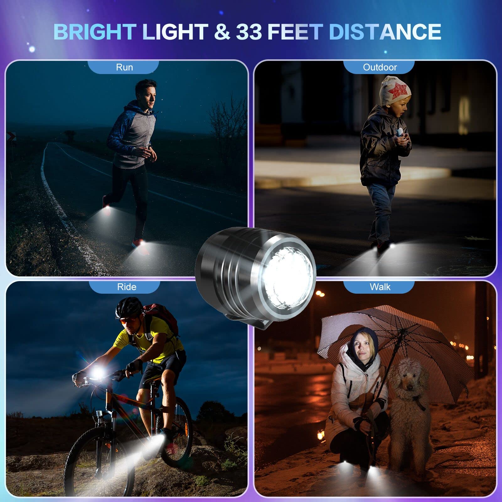 Ouns Moon The Original 2 Rechargeable Headlights For Shoe Charms, Flashlight Attachment Accessories Kids Girl Boy Women Men Sandals, Clip On Clog Headlamp Shoe Decoration Charms