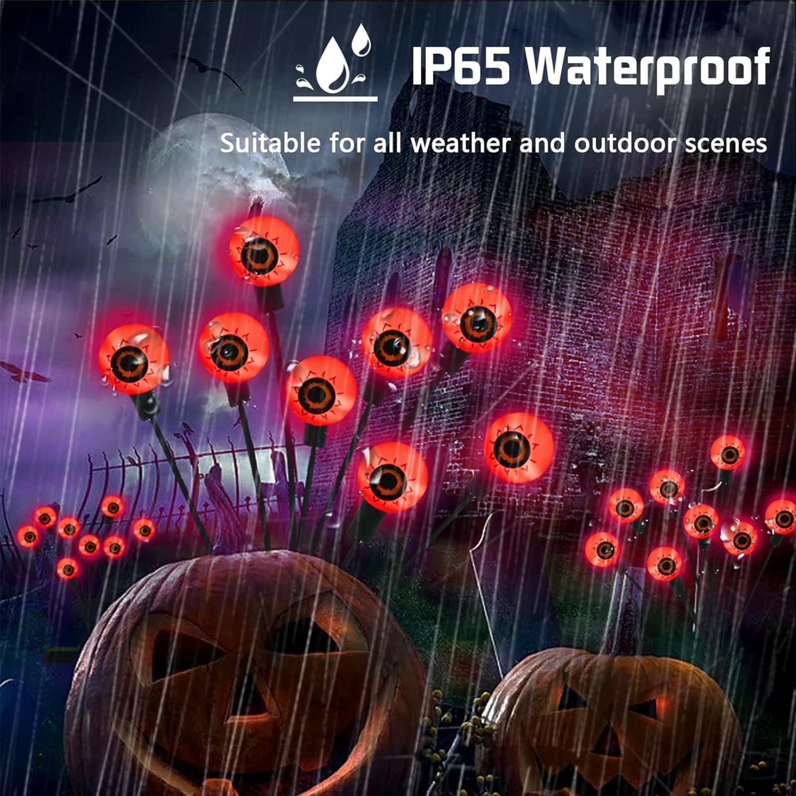 Uasnhu Halloween Decorations, 4 Pack Halloween Yard Decorations Solar Two Functions, Halloween Lights For Patio Garden Lawn Party Decorations