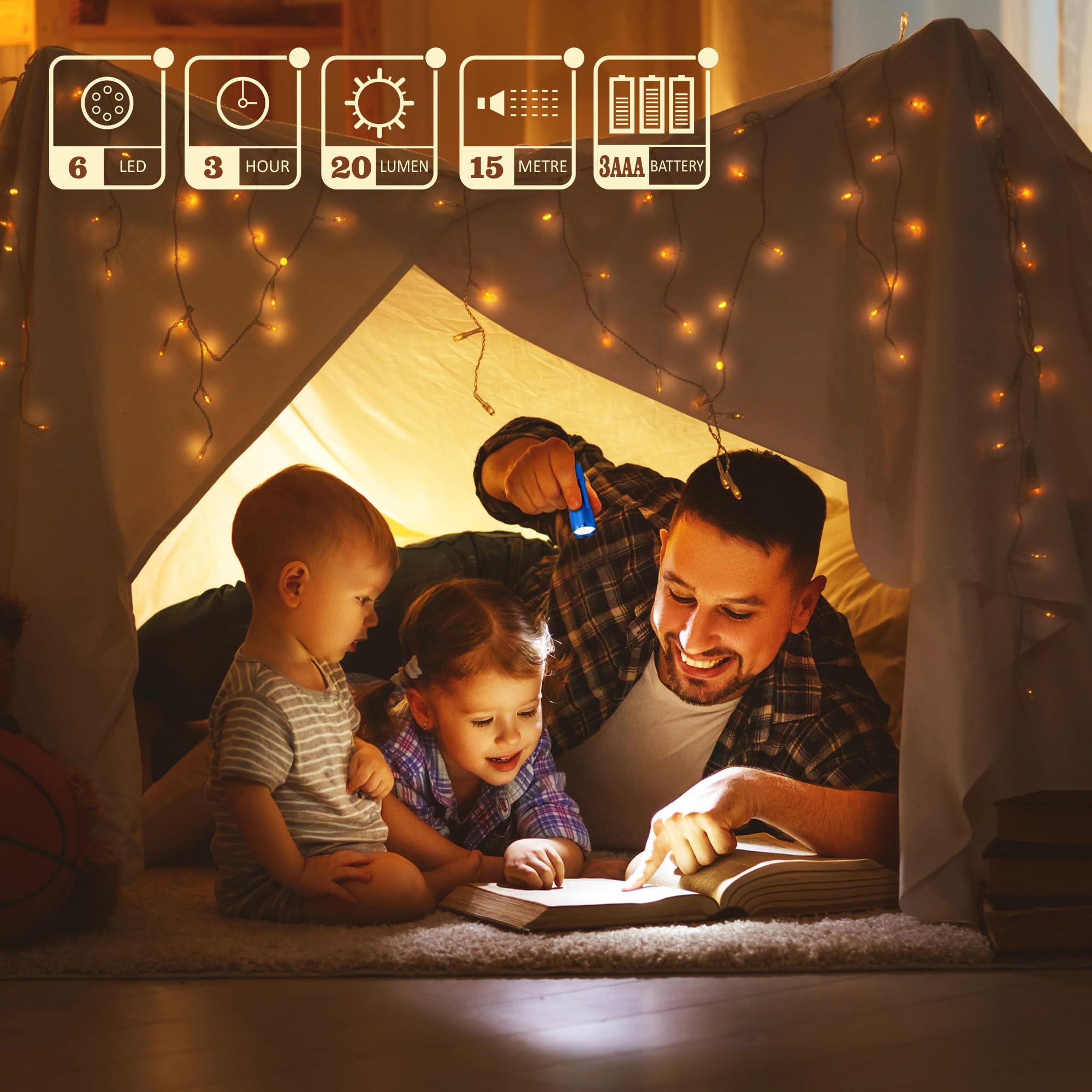 Fastpro 20-Pack Aluminum 6-Led Flashlights Set With Lanyard And Aaa Batteries Included And Pre-Installed