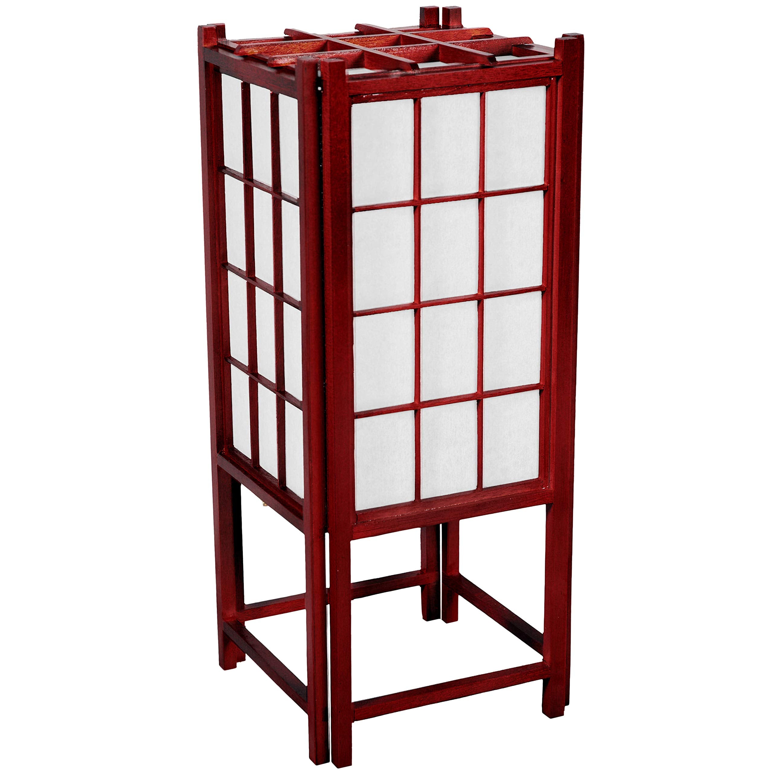 Red Lantern 18" Window Pane Shoji Lamp, Rosewood