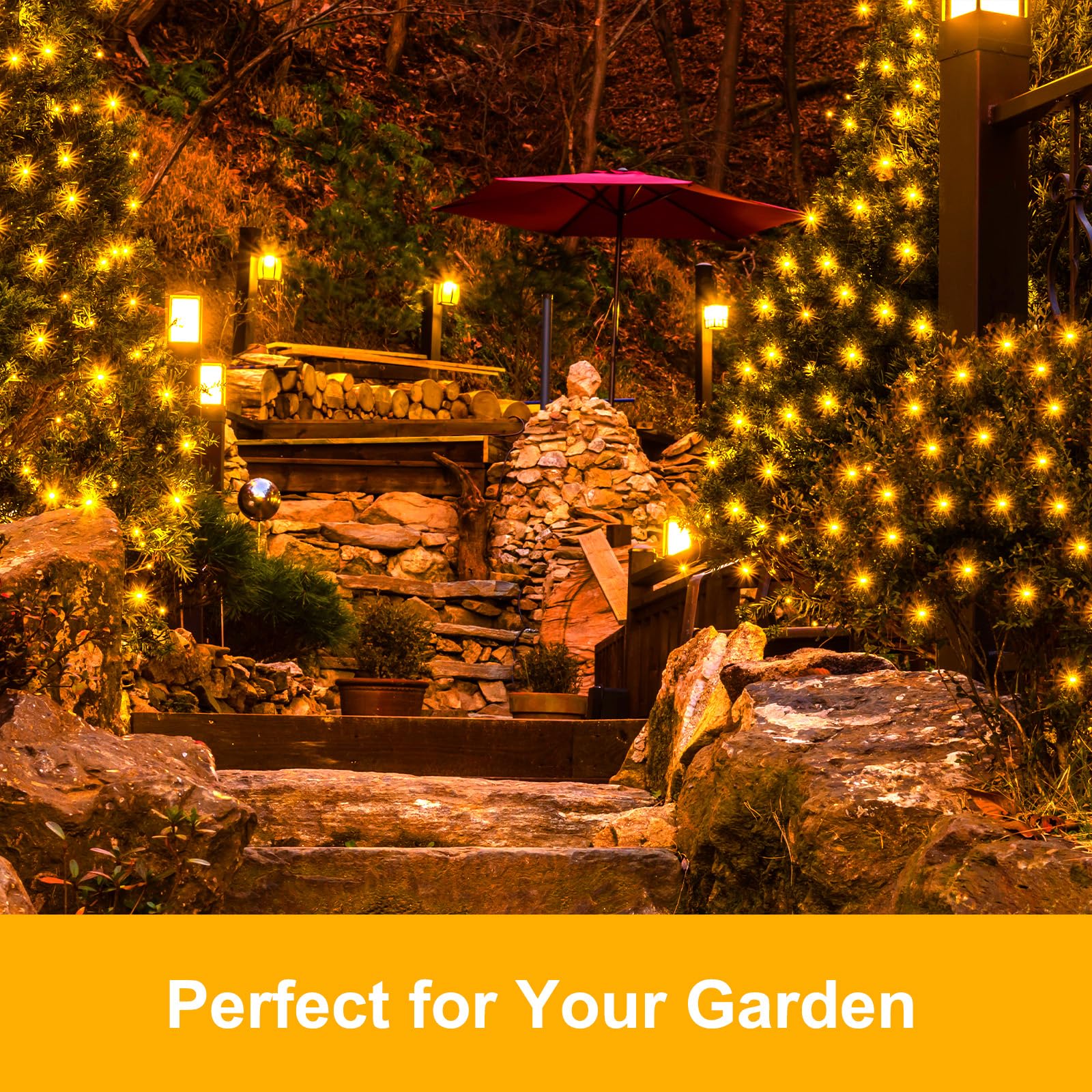 Ffzzkj Solar String Lights Outdoor Waterproof, Total 300Led 15M/49.2Ft2 Packs, 8 Modes Solar Lights For Outside Patio Yard Tree Wedding, Warm White