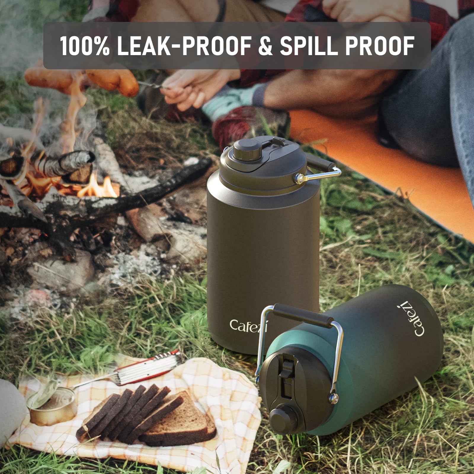 1 Gallon Water Jug Insulated, 2-In-1 Lid, Flip Straw And Spout, Vacuum Insulated Stainless Steel