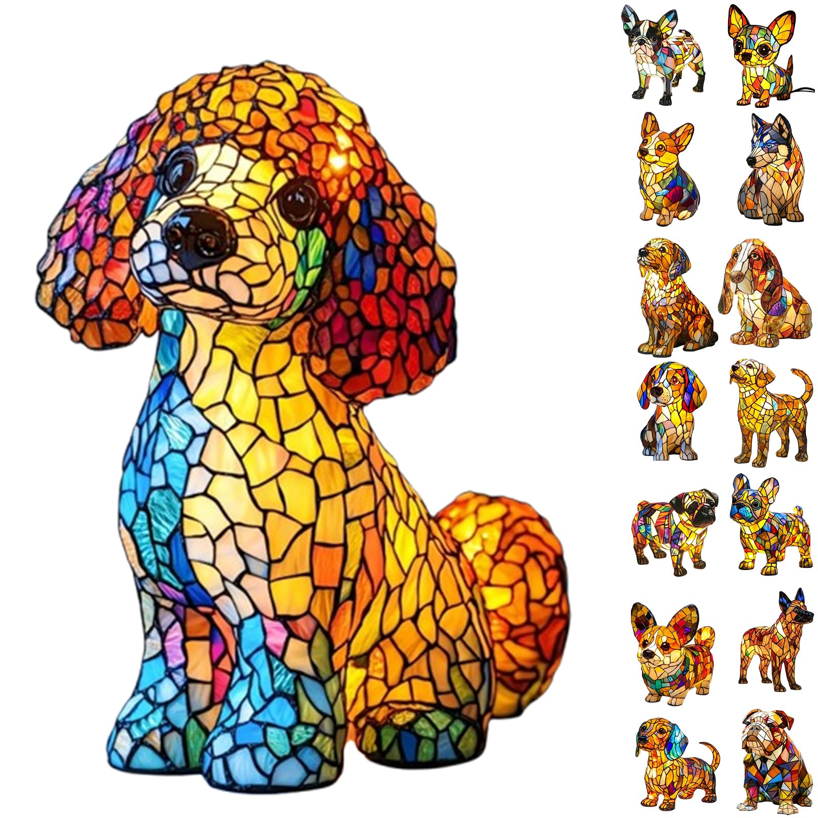 Londraf Corgi Lamp, Dachshund Lamp, Dog Series Art Night Light, Stained Resin Bulldog Tabletop Night Light, Cute Pet Dogs Themed Led Table Lamps With Warm Ambient Glow (Dog-M)
