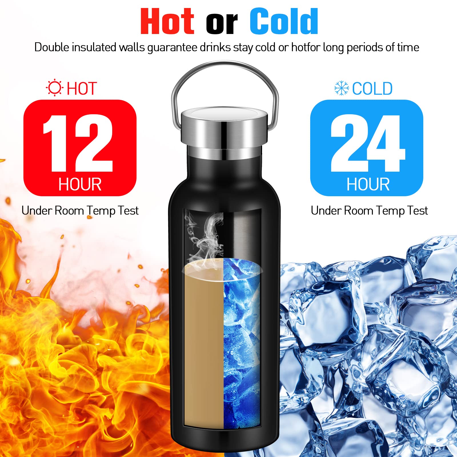 10 Pack 17Oz Stainless Steel Sports Water Bottle Double Wall Insulated Bottle With Handle