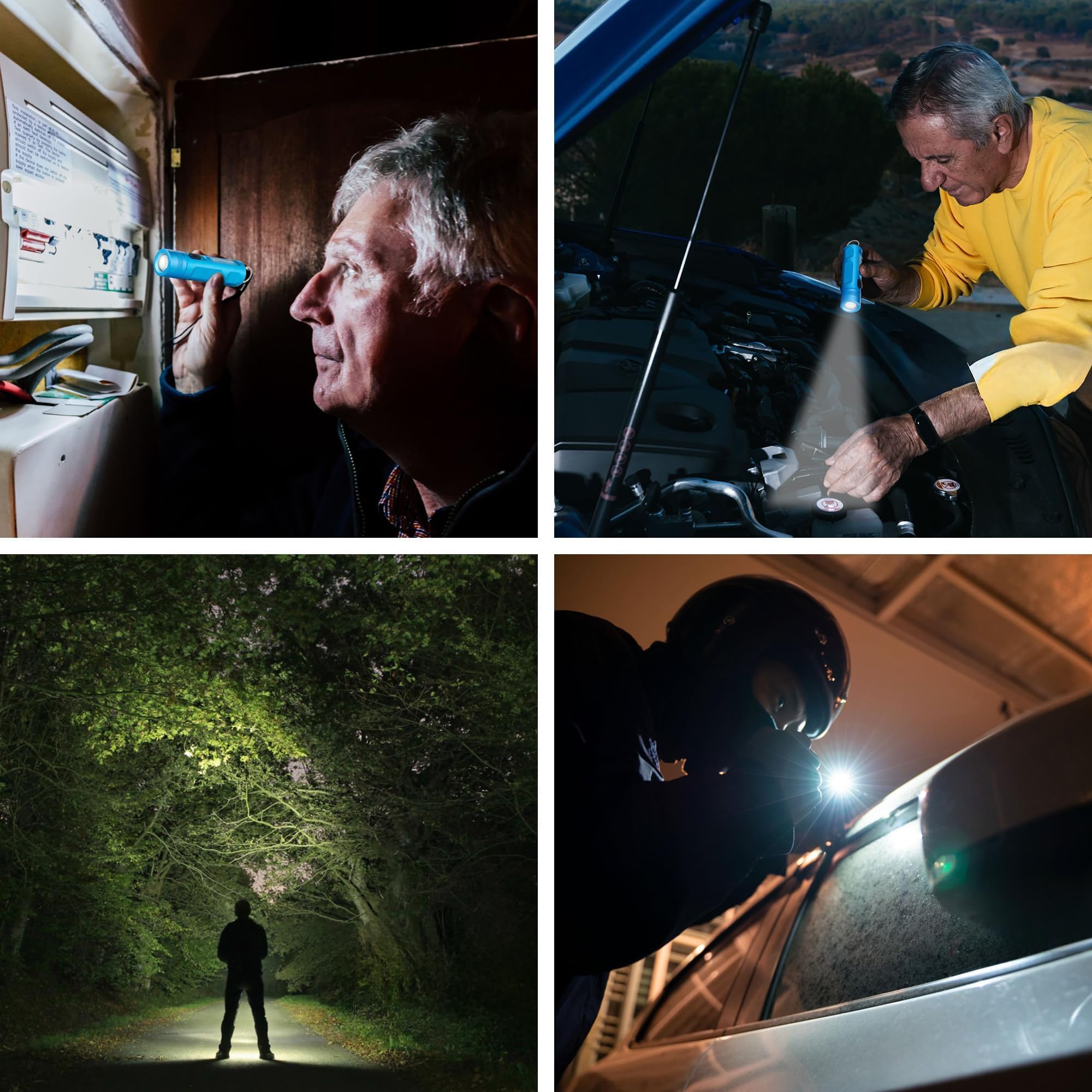 Kunhe 2 Pack Blue Rechargeable Keychain Flashlight Portable Small Mini Flashlight Edc Pocket Flashlight 300 Lumens For Home Hiking Unlocking Doors Walking Dogs Wallet