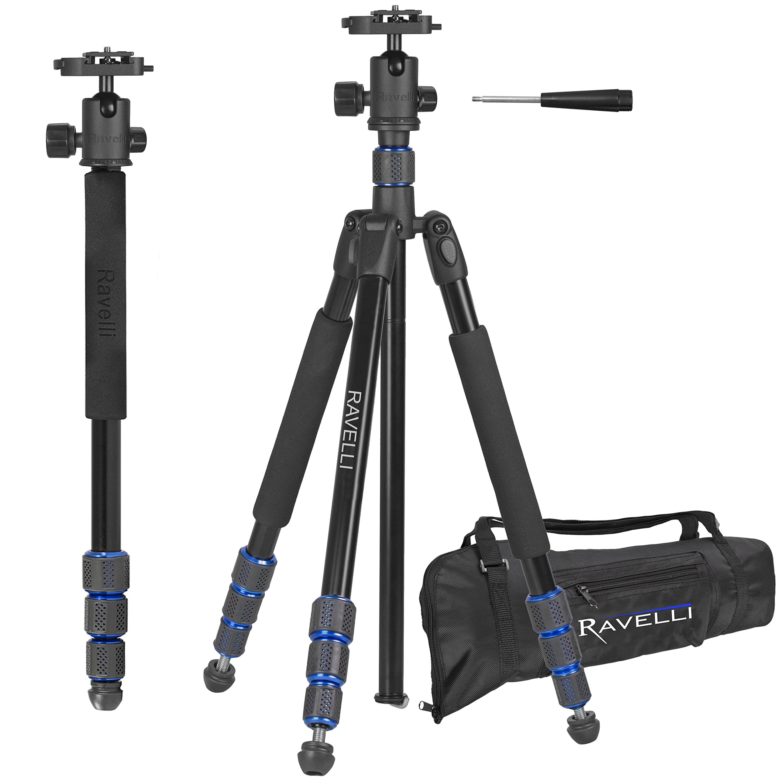 Ravelli Apgl5 Professional 65" Ball Head Camera Video Photo Tripod With Quick Release Plate And Carry Bag