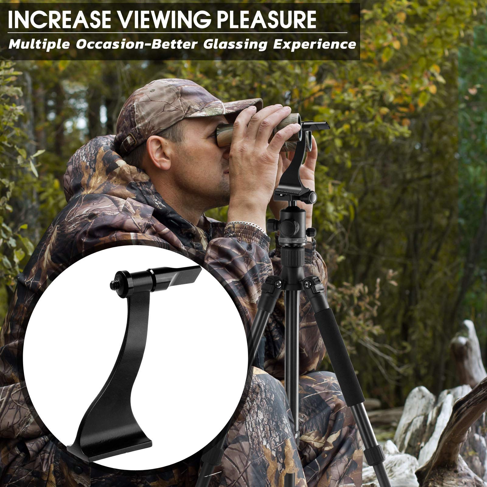 Tezoro Binocular Tripod Adapter, Binocular Mount 1/4 Inch Threading Mount Aluminium,Tripod Adapter For Bird Watching, Safari Sports Events, Optics Uni-Adaptor Tripod