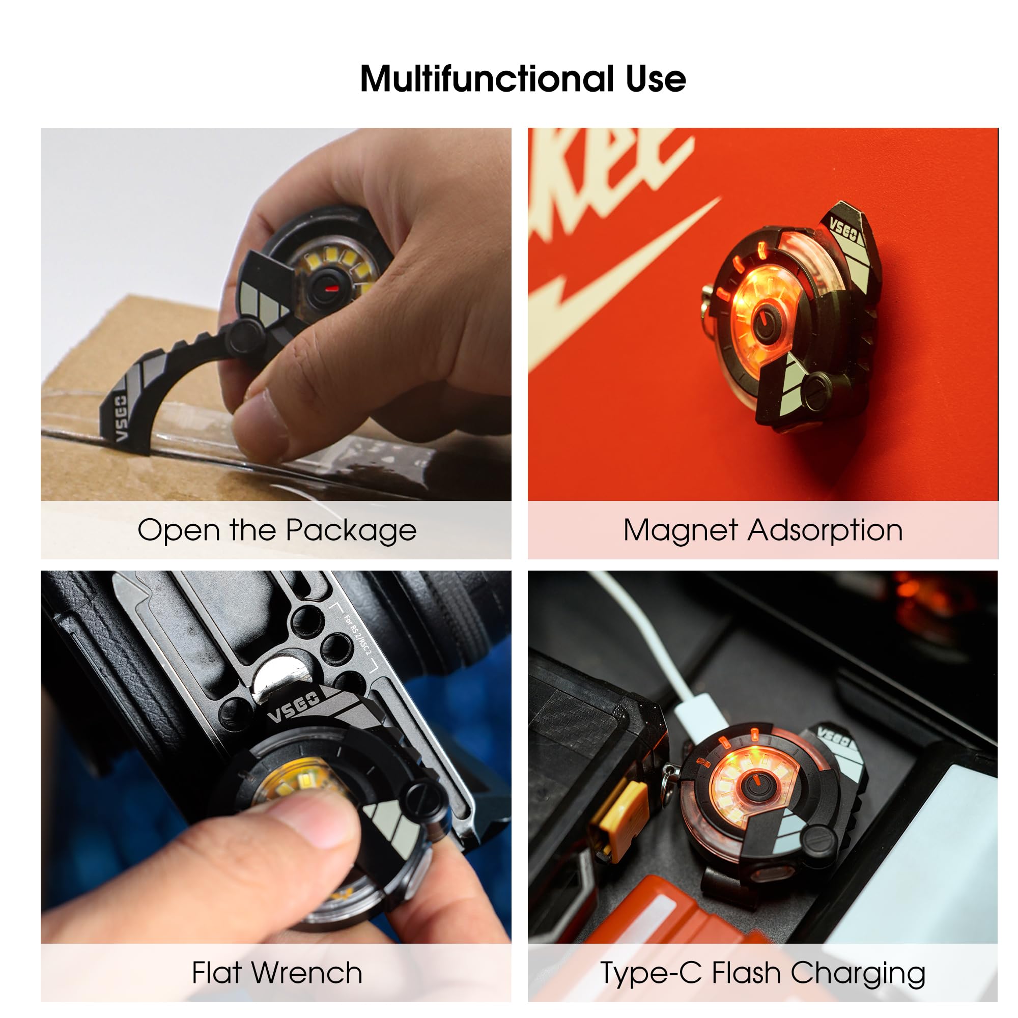 Vsgo Portable Edc Flashlight,Rechargeable Work Light,Hat Clip Light,8 Modes,Clip For Pocket & Hat, Magnetic Base, Portable For Inspection, Repairs, Cycling,Camping,Travel, Hiking And Emergency