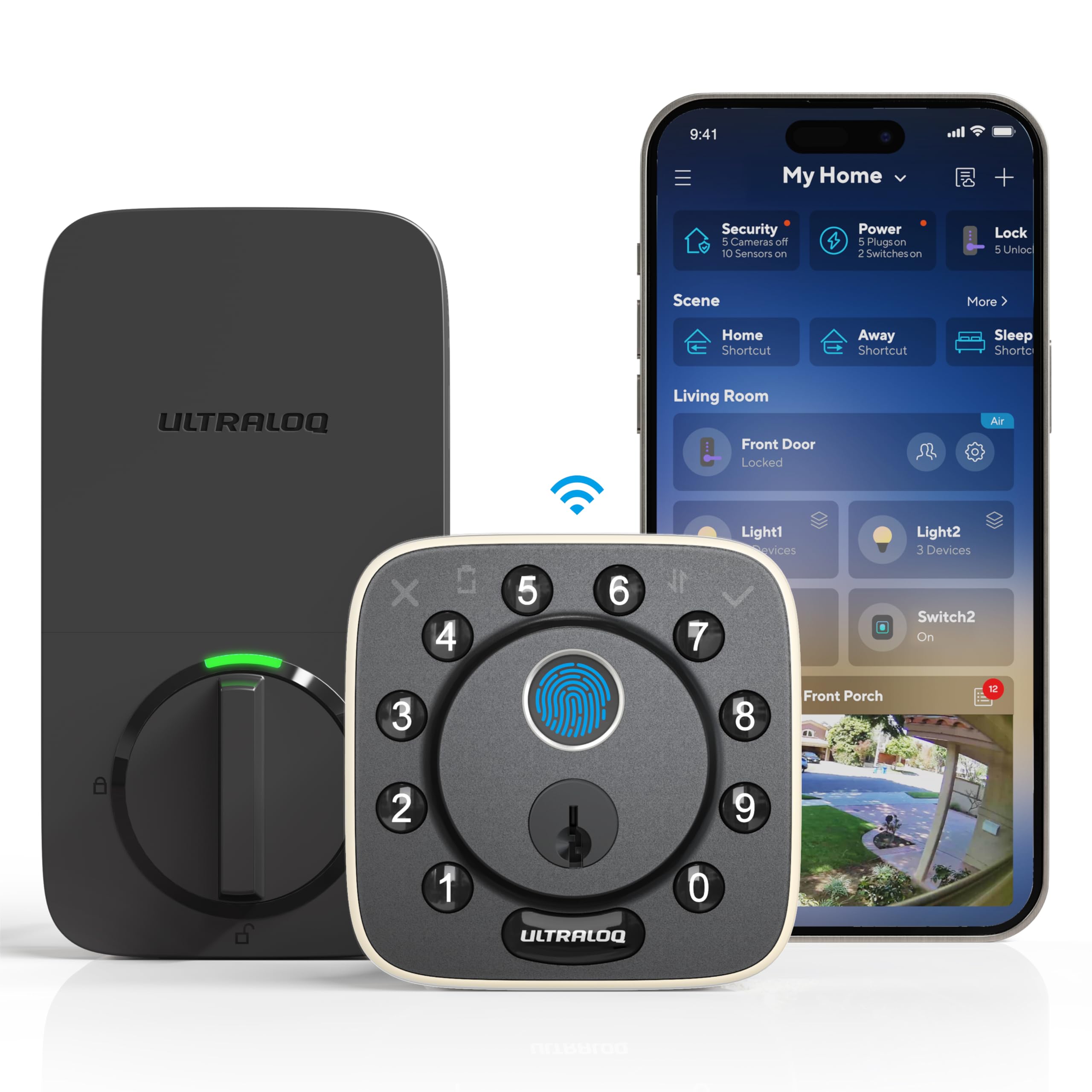 Ultraloq Bolt Fingerprint Smart Lock,Biometric Deadbolt With Built In Wifi,Keyless Entry Door Lock For Front Door,App Remote Control,10 Months Battery,Ip65 Waterproof,Bhma Grade Aaa