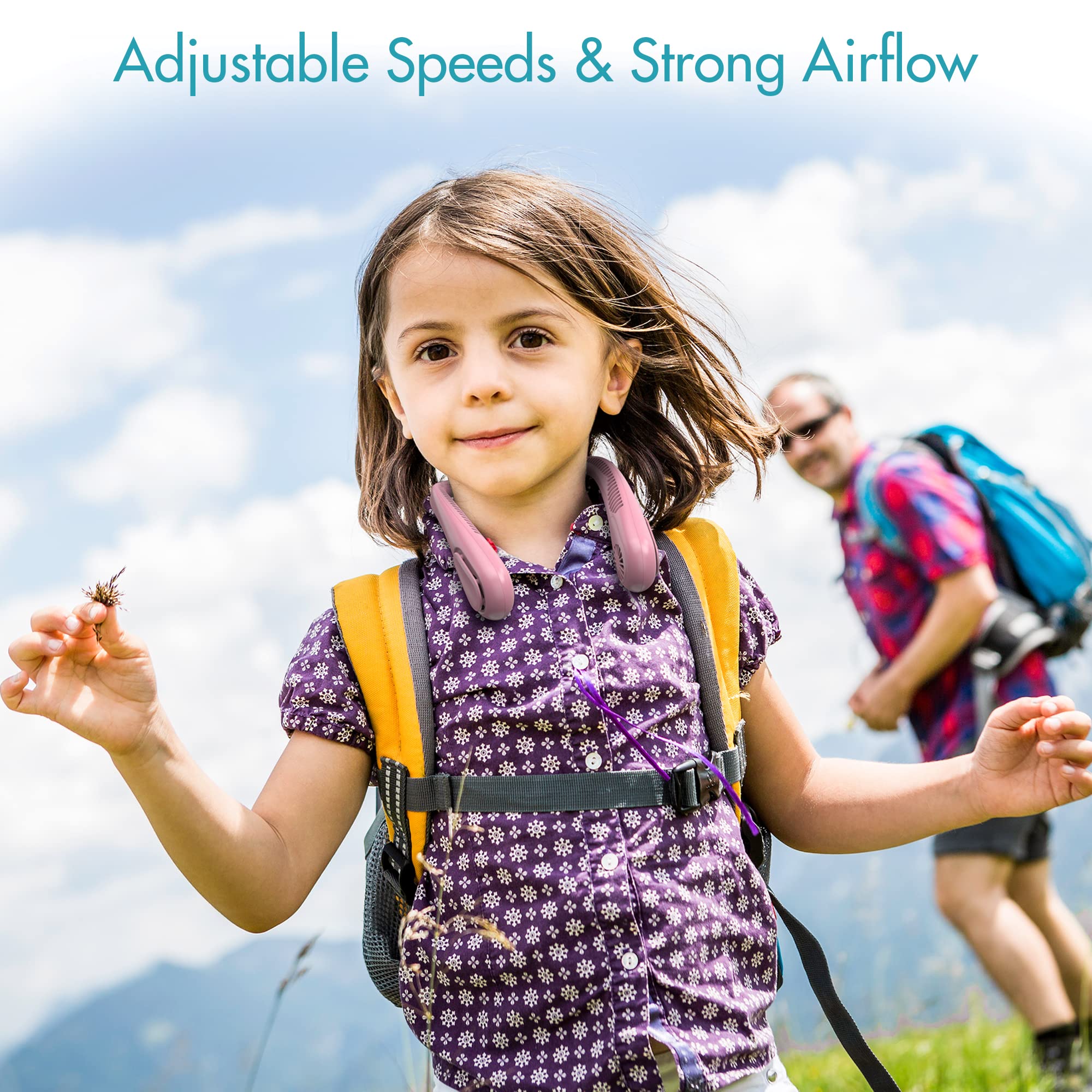 Comlife Bladeless Neck Fan, 5000Mah Rechargeable Battery Powered, Angle Adjustable, Hand-Free