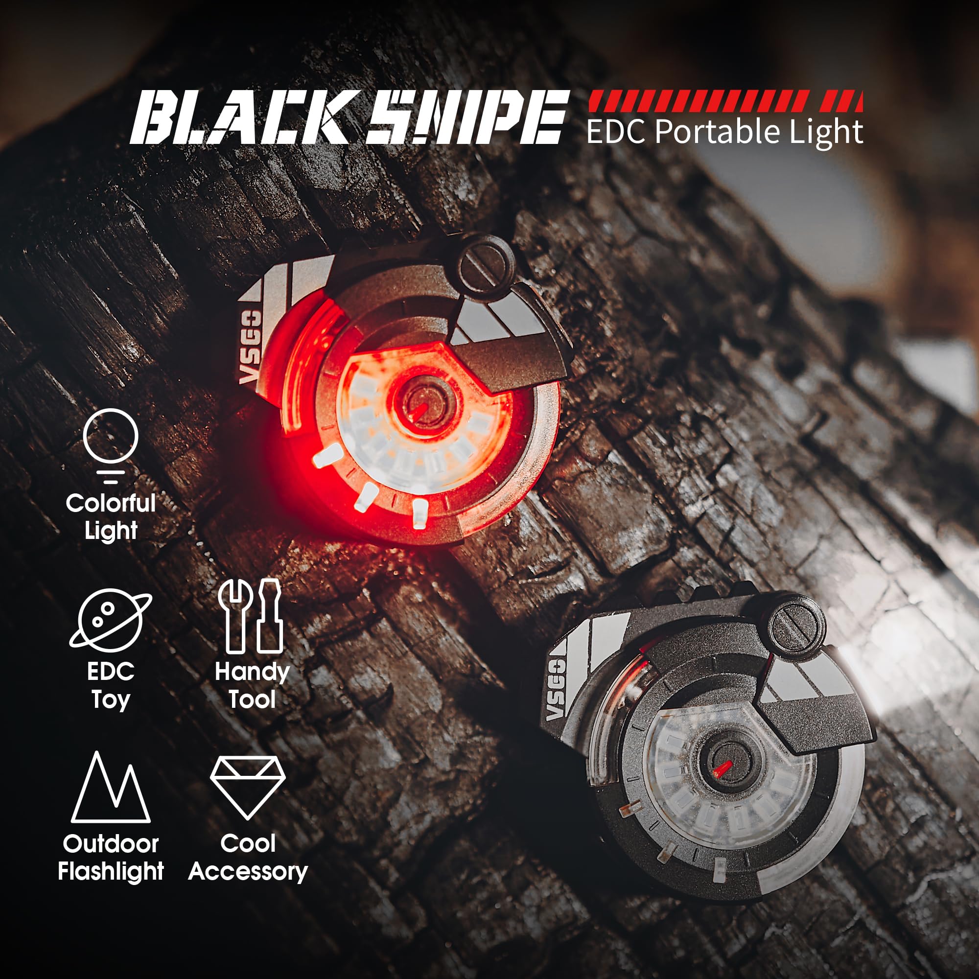 Vsgo Black Snipe Multi-Function Edc Flashlight – Portable Rechargeable Keychain Light With Magnetic Base & Hat Clip, 8 Modes, Waterproof For Camping, Hiking, Cycling, Emergency Use