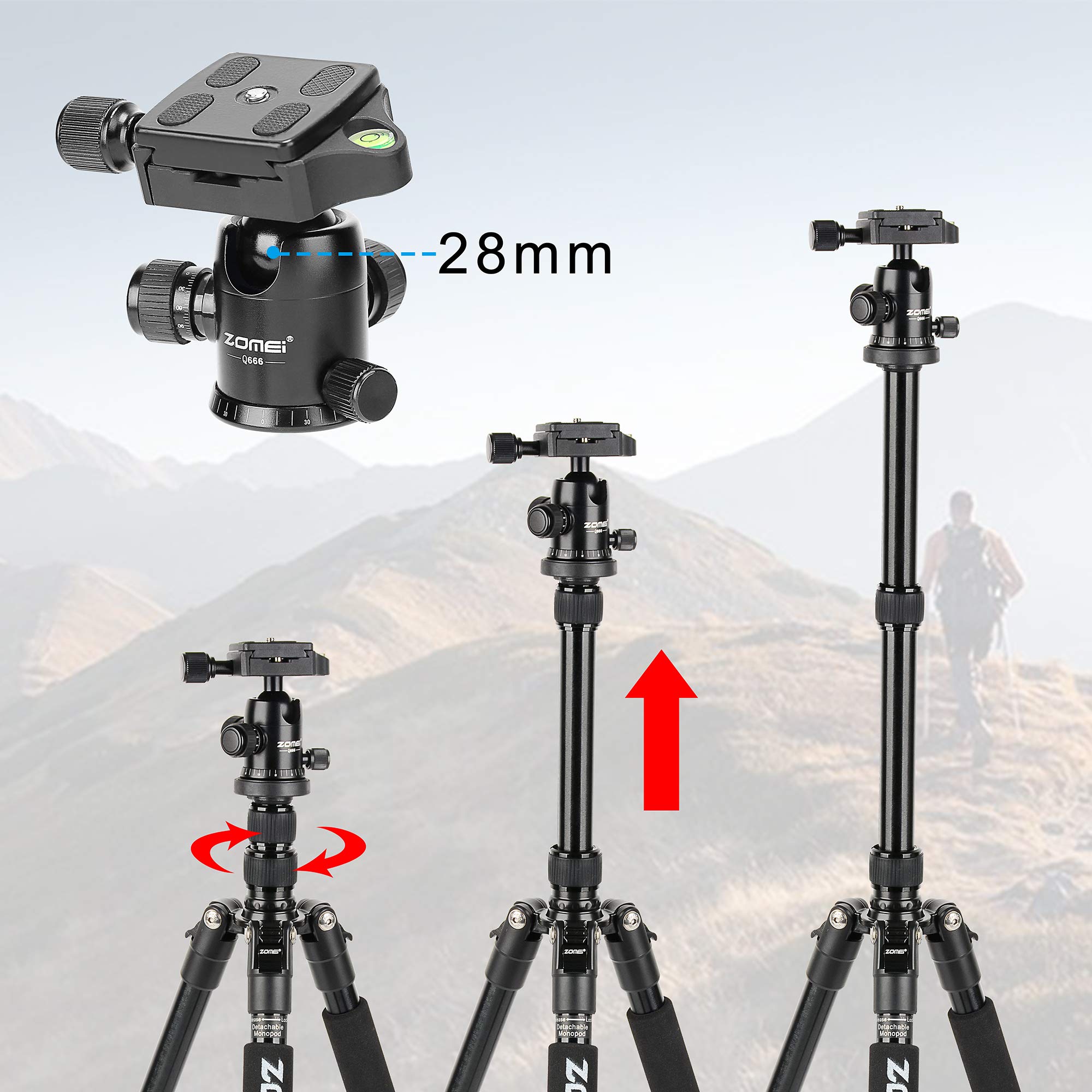 Yessbon Zomei Aluminum Portable Tripod With Ball Head Heavy Duty Lightweight Professional Compact Travel For Nikon Canon Sony All Dslr And Digital Camera