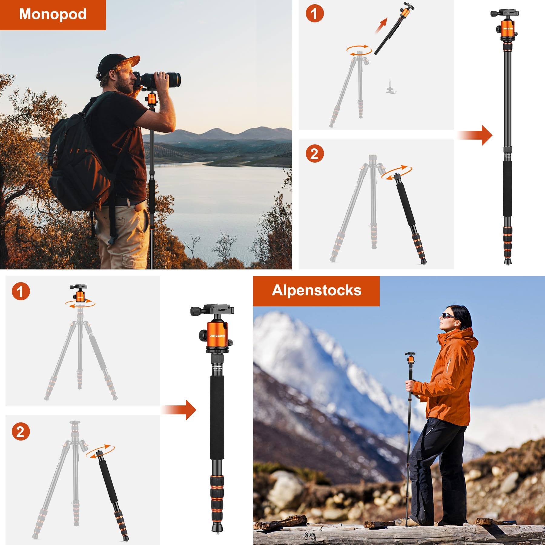 Victiv 80/85 Inches Heavy Duty Tripod For Camera And Phone, 85" Camera Monopod Tripods, Dslr Binoculars Spotting Scope Camcorders Video Tripod Stand, 360 Degree Ball Head, 35 Lbs Loads