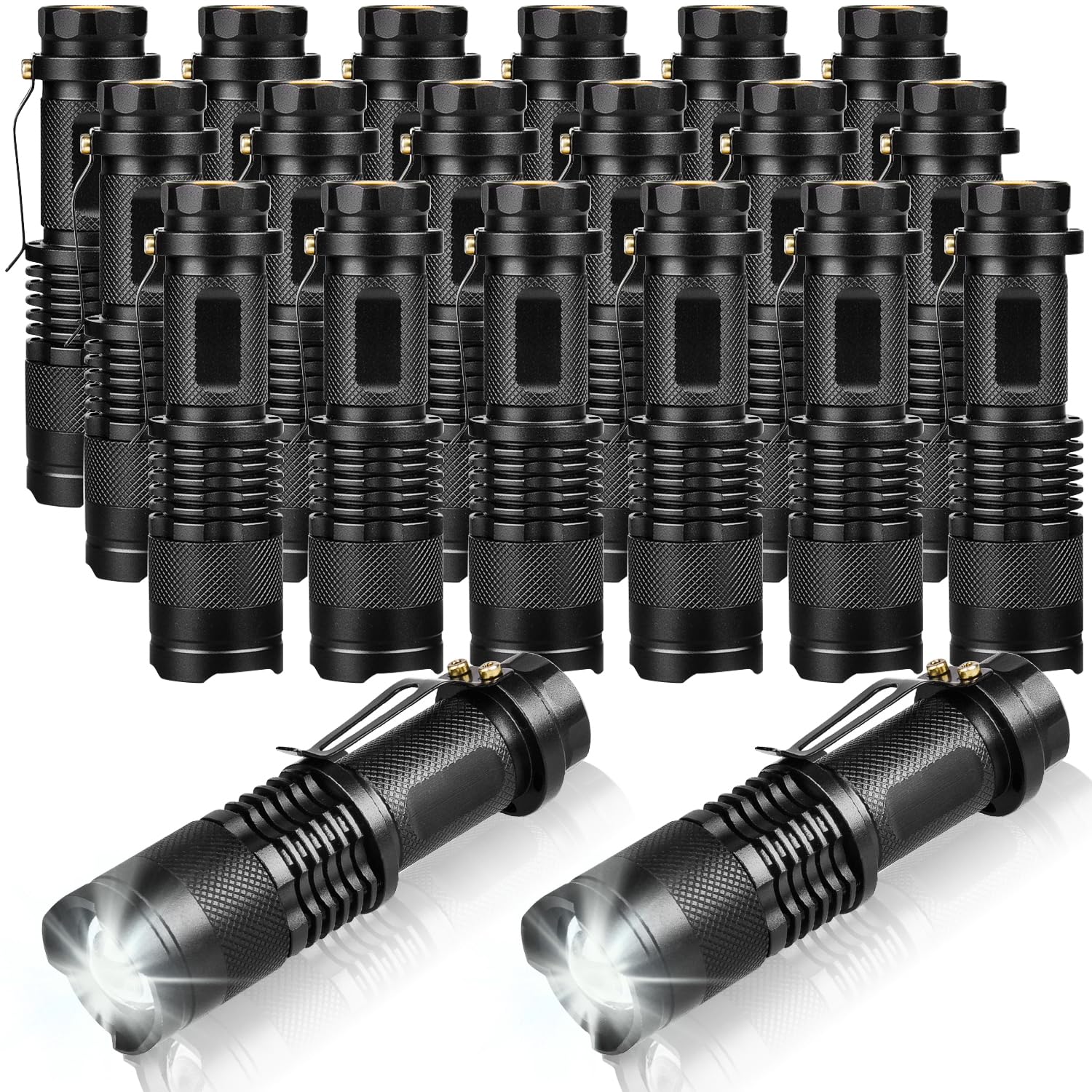 Mviocs 20 Pack Led Flashlights Torch, Bright 2000L Mini Small Flashlight High Lumens With 3 Modes, Waterproof Zoomable Pocket Flash Light Pen Flashlight For Indoor Outdoor Camping Home