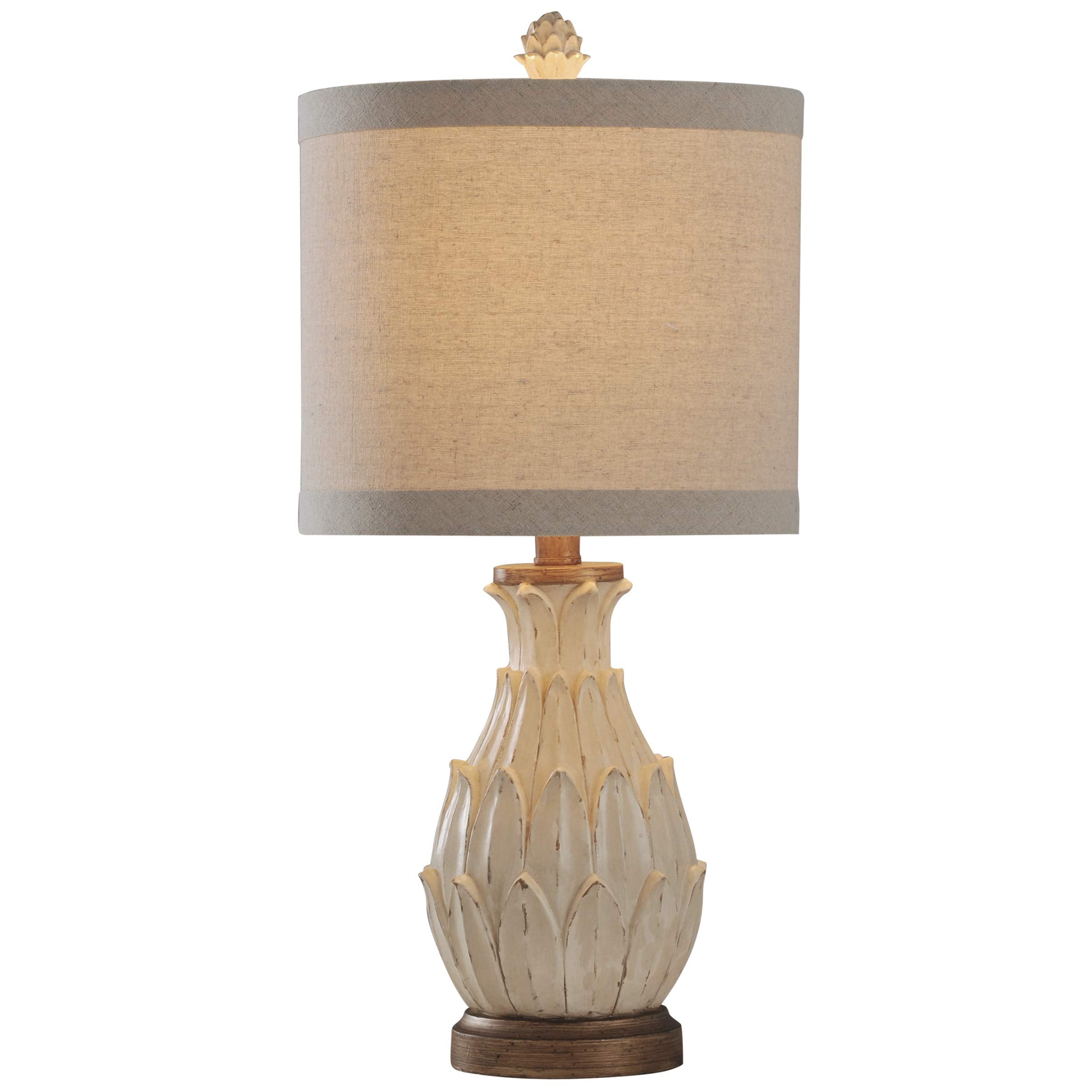 Collective Design Tl28448Dsam Mini Ardichoke, Distressed Off-White, Light Beige Dark Brown, Aged Gold, Oatmeal Table Lamp