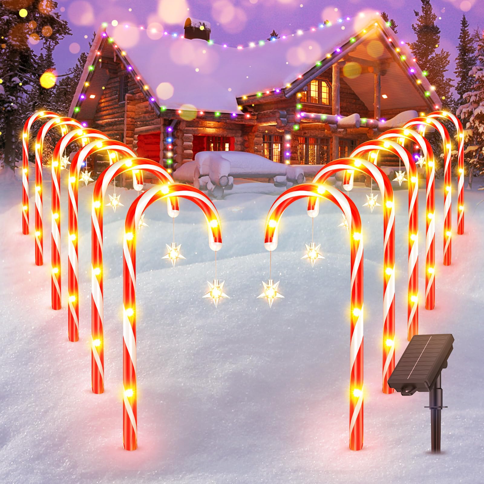 Ahaorigin Christmas Decorations Outdoor, 12 Pack Solar Candy Cane Lights Christmas Yard Decorations Outside With 10 Modes And Bright 72 Led, 28Ft Longer Waterproof Solar Christmas Pathway Lights