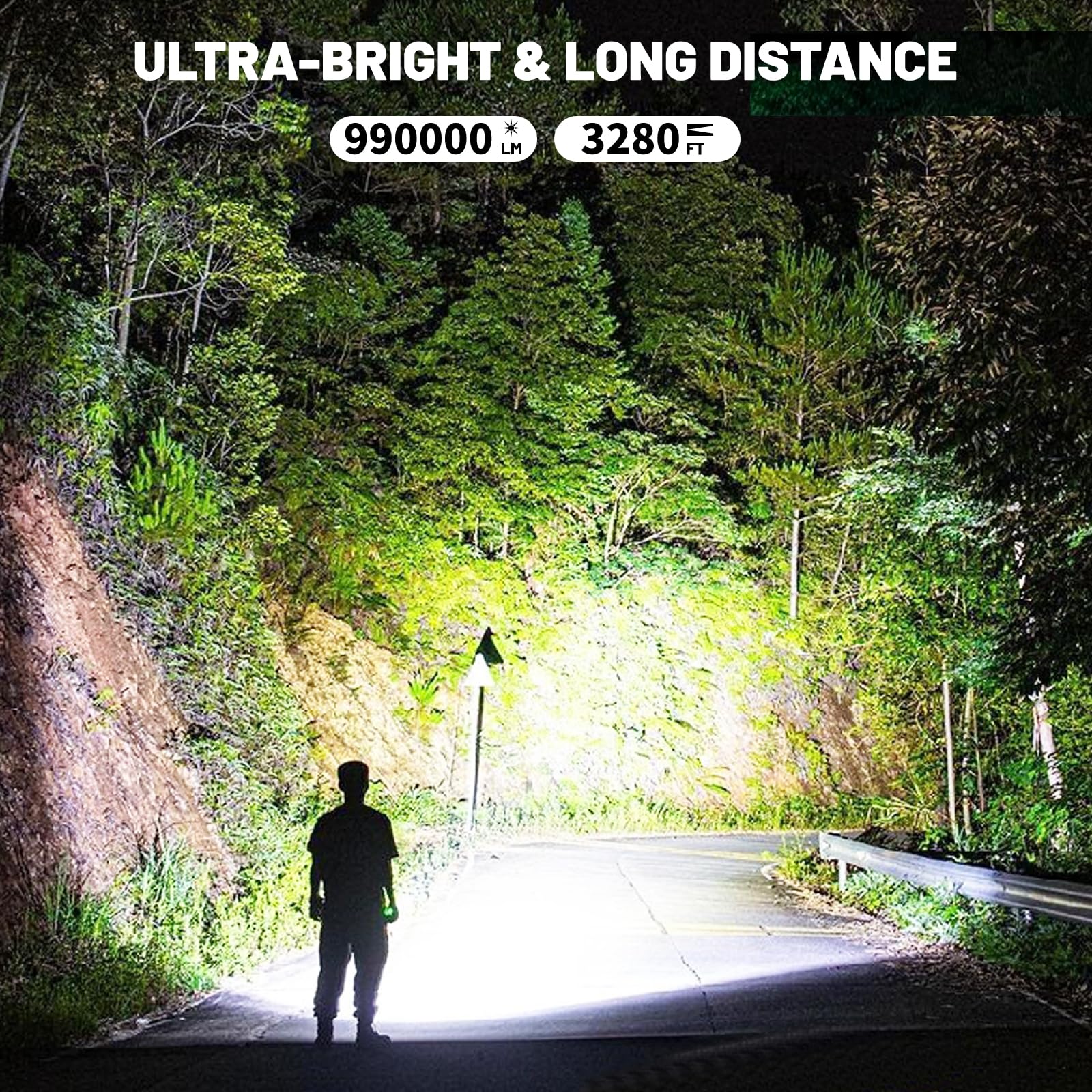 Cinlinso Rechargeable Led Flashlights High Lumens, 990,000 Lumens Super Bright Flash Light With 10000 Mah Βattery & 7 Modes, Powerful Handheld Waterproof Flashlights For Home Camping Emergencies